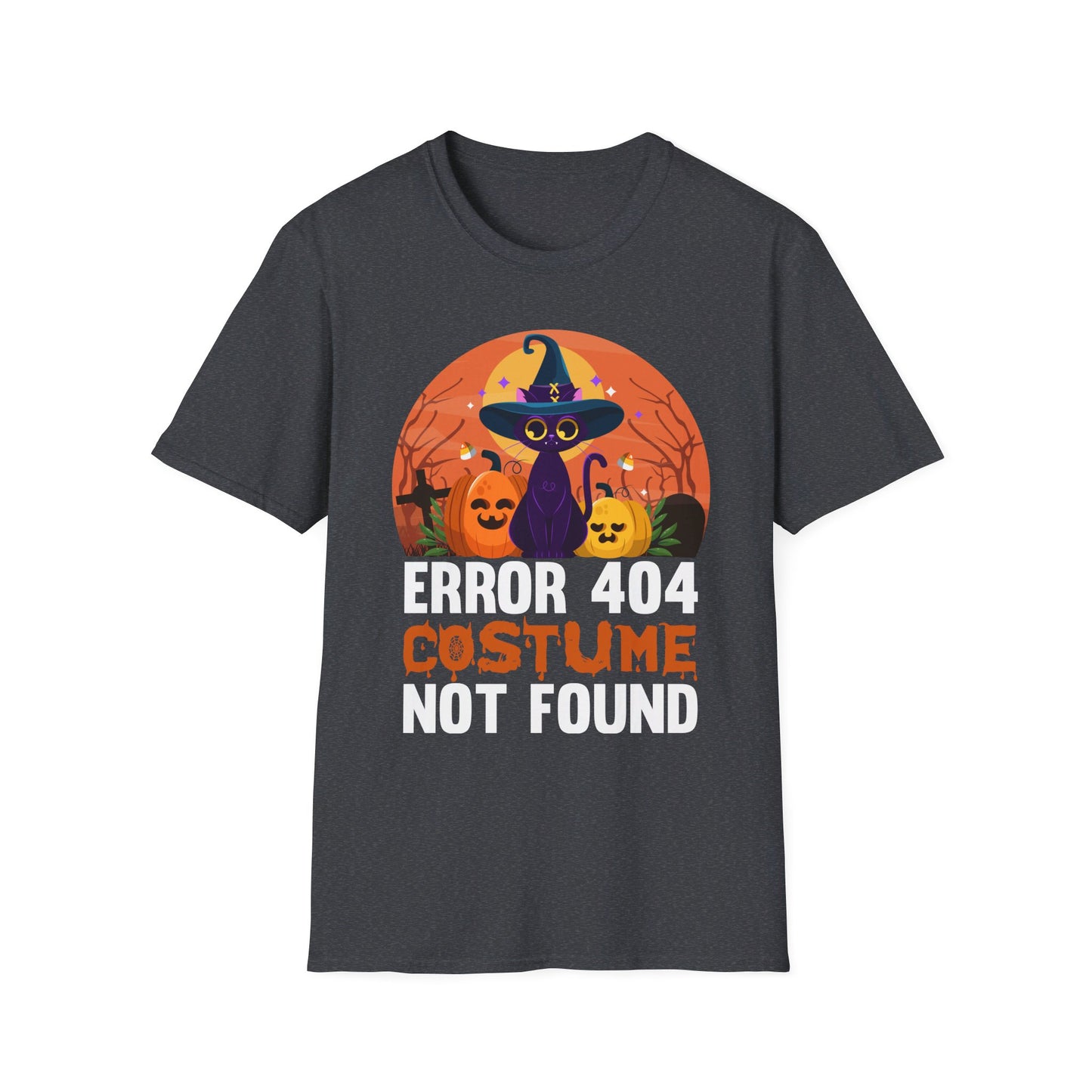 Error 404 Costume Not Found Funny Halloween Witch Cat Pumpkin T-Shirt