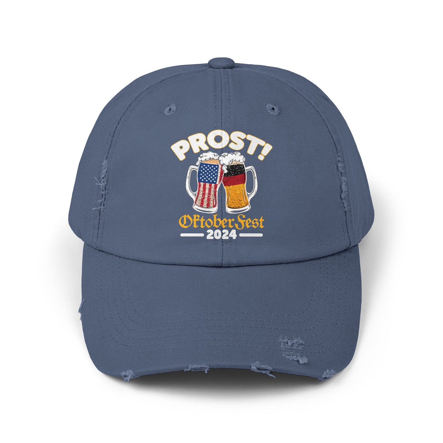 Prost Oktoberfest 2024 Cheers with American and German Flags Beer Mugs Cap