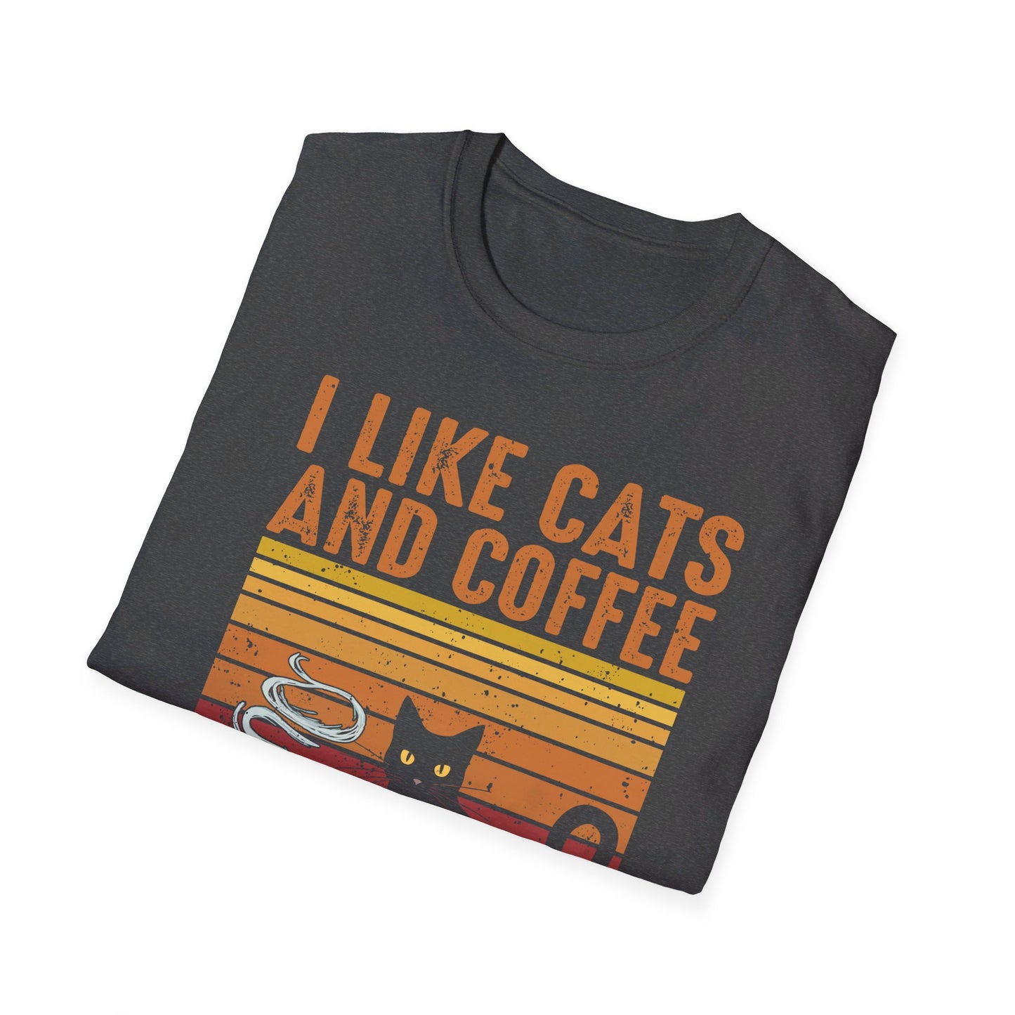 I Like Cats And Coffee And Maybe 3 People - Retro Cat Lover Coffee Enthusiast T-Shirt