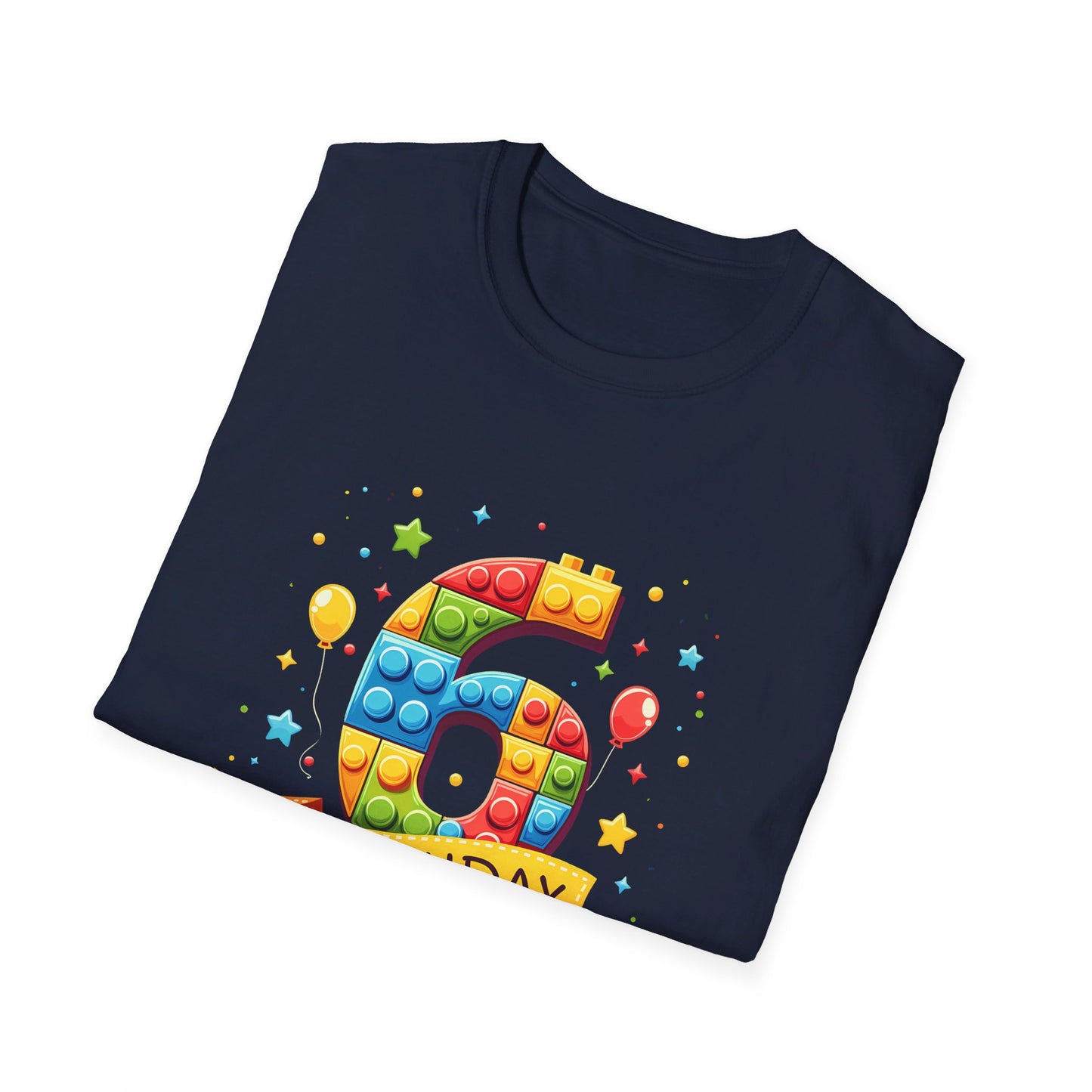 6th Birthday Boy Colorful Block Party T-Shirt