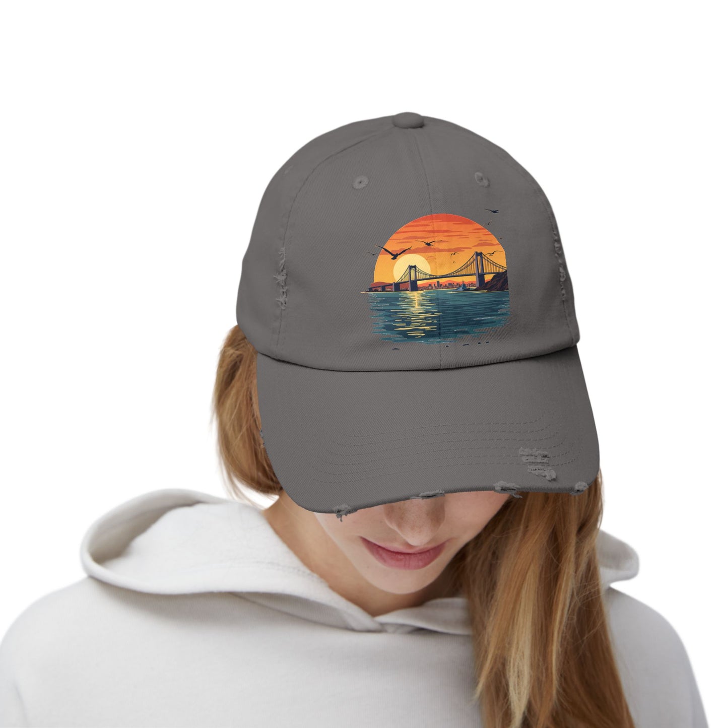 Coronado Bridge Sunset Silhouette with Seagulls and Cityscape View Cap