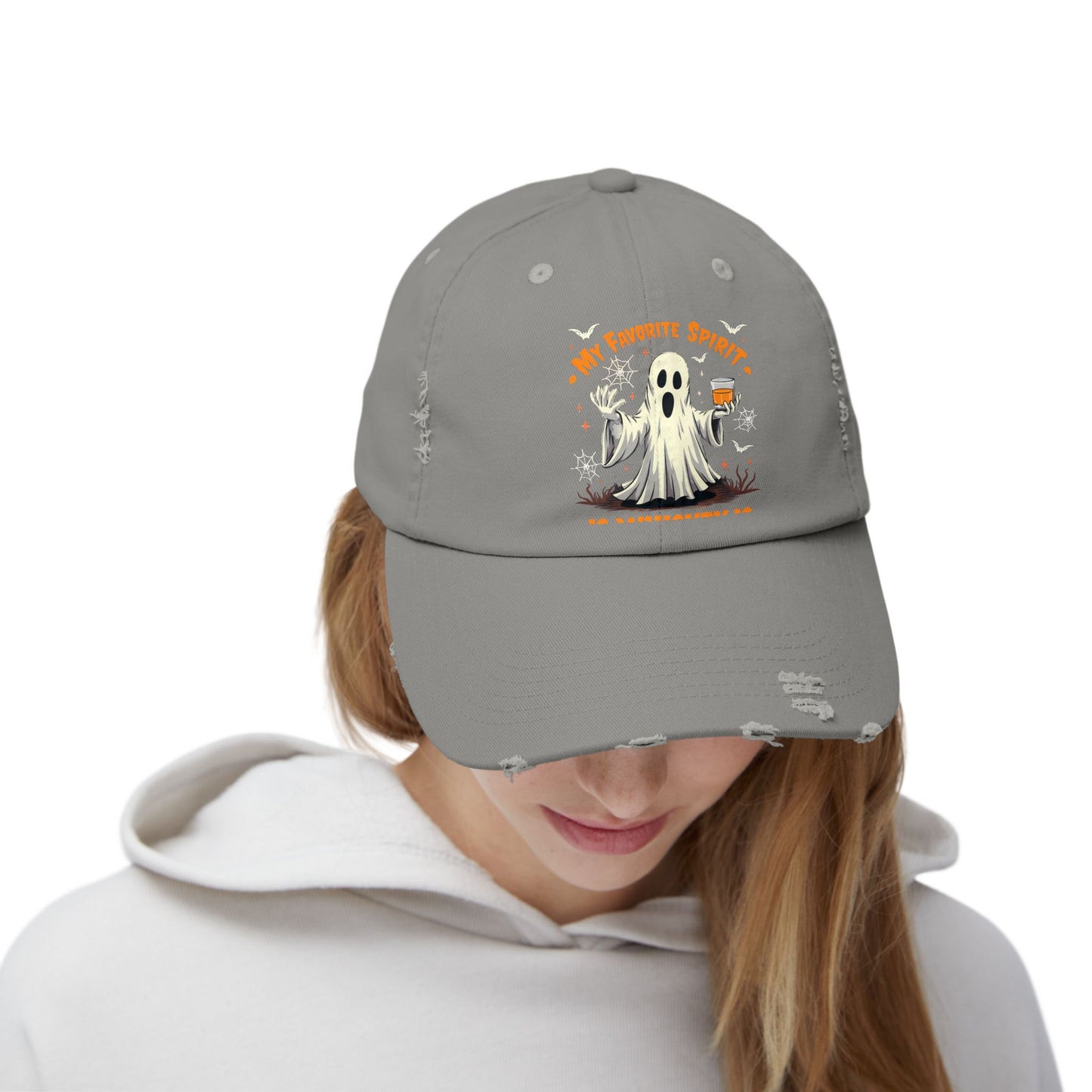 My Favorite Spirit Is Whiskey Ghost Fun Halloween Design Cap
