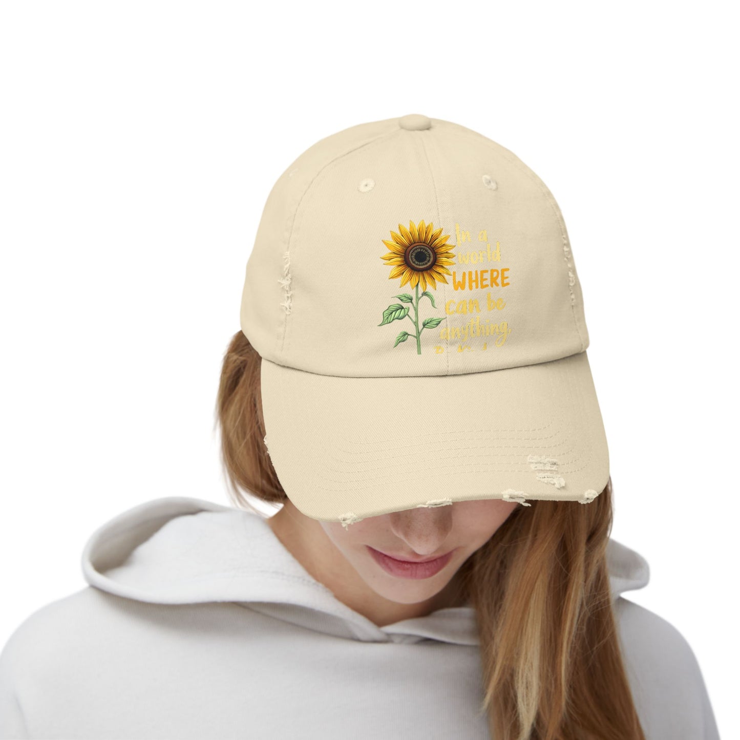 In A World Where You Can Be Anything Be Kind Sunflower Cap