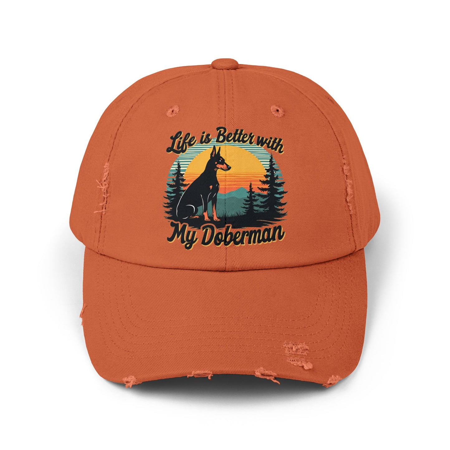 Life Is Better With My Doberman - Sunset Silhouette Cap