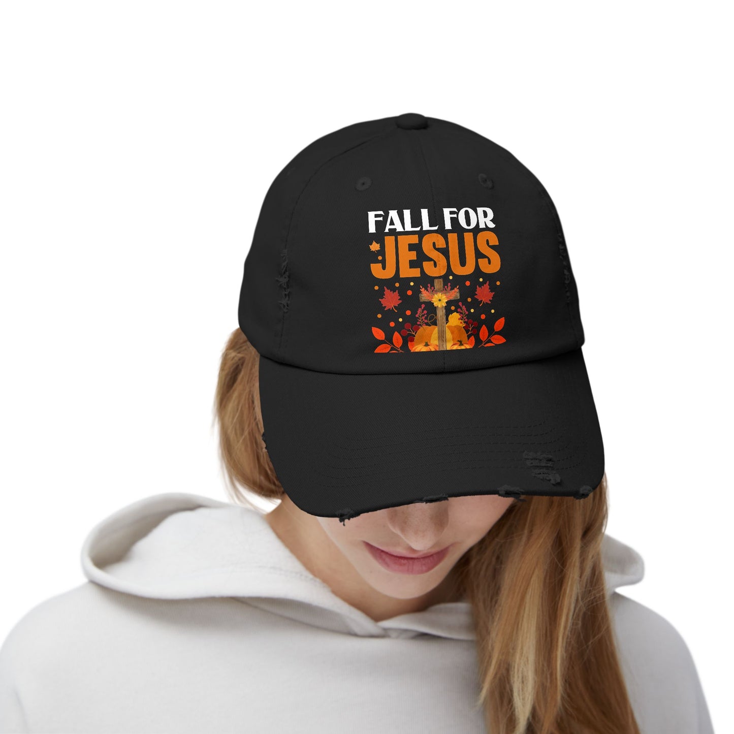 Fall For Jesus He Never Leaves Autumn Faith Cap