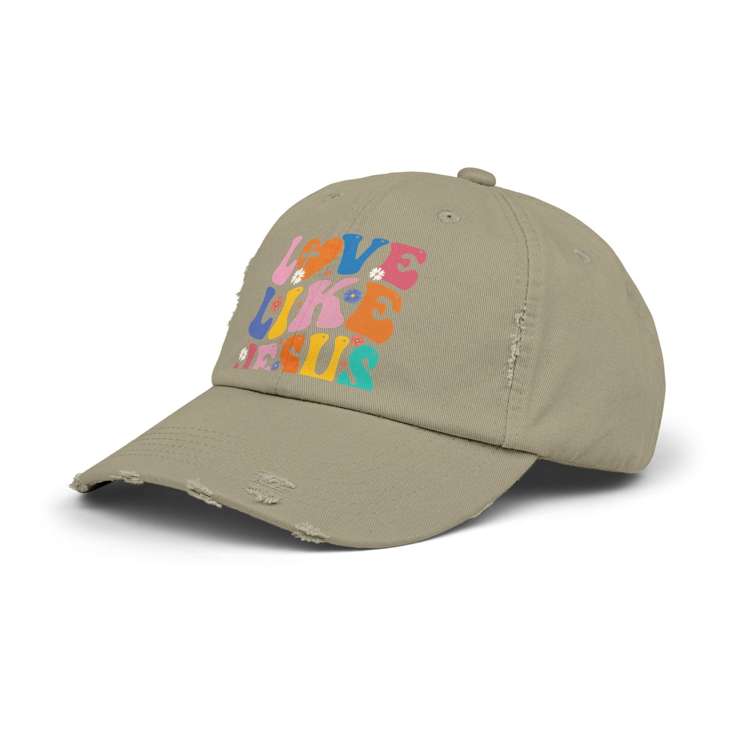 Love Like Jesus Inspirational Message with Cross and Flowers Cap