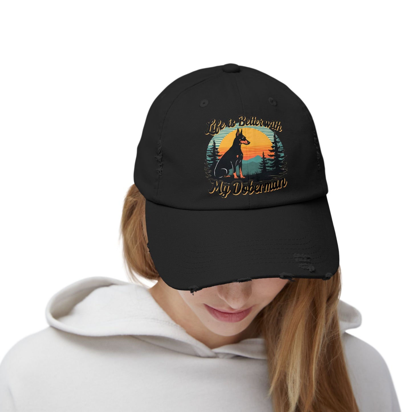 Life Is Better With My Doberman - Sunset Silhouette Cap