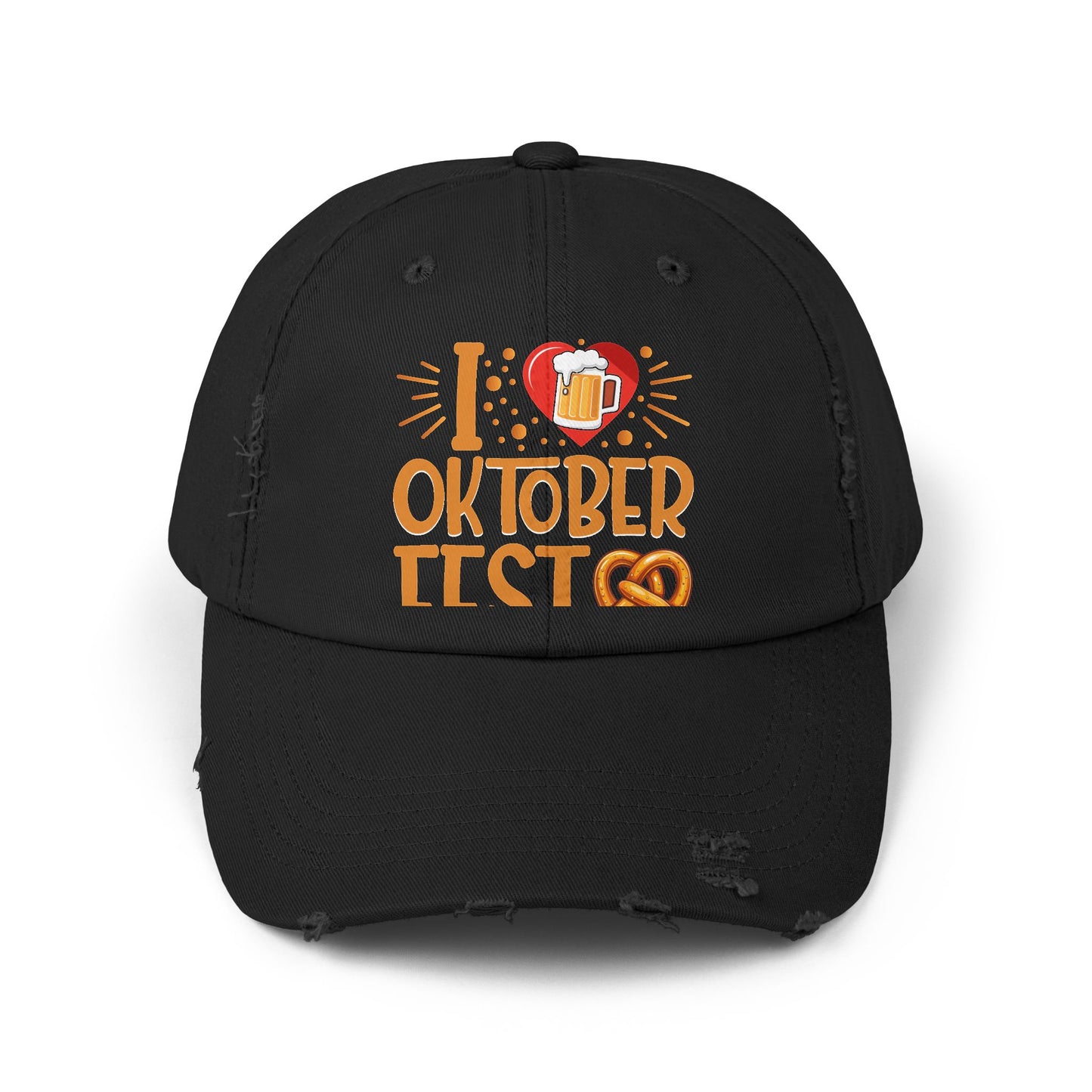 I Love Oktoberfest Beer Pretzel Heart Design Cap