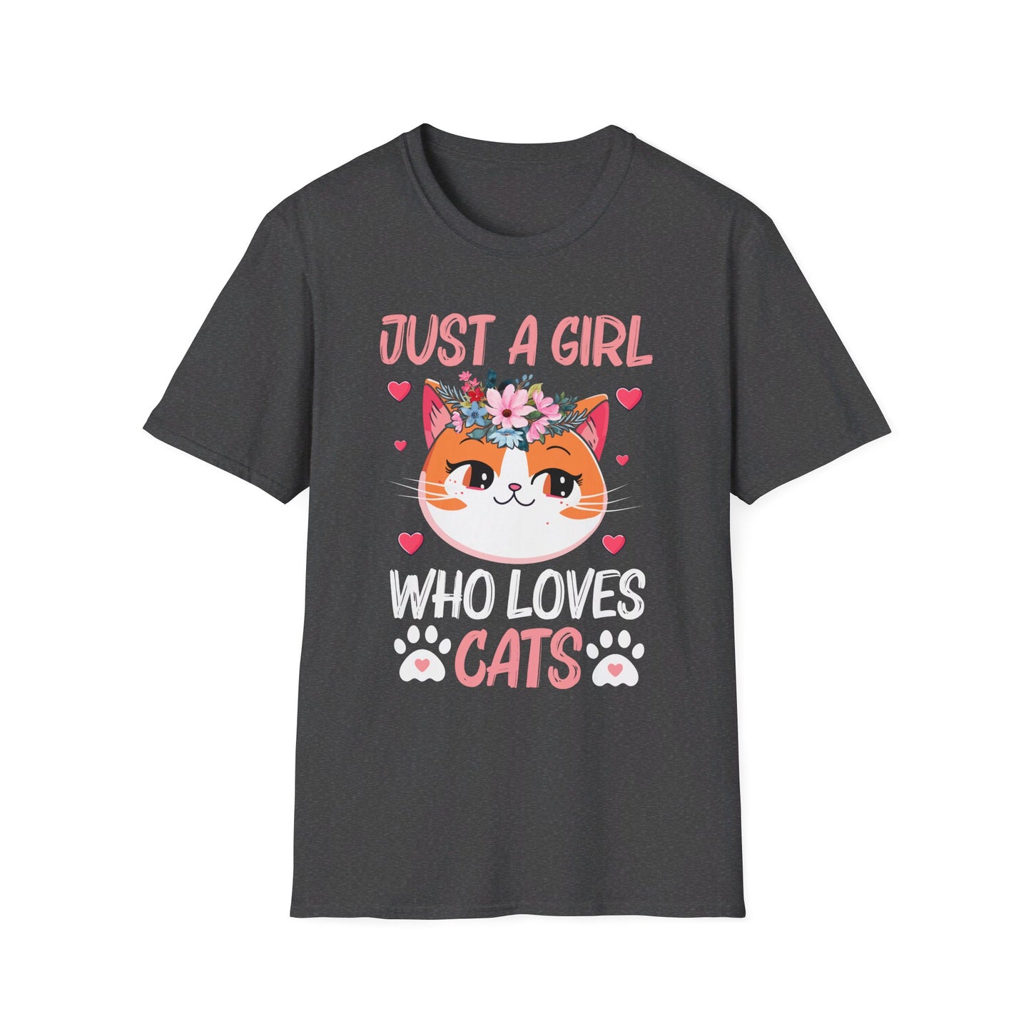 Just A Girl Who Loves Cats Floral Cat Lover T-Shirt