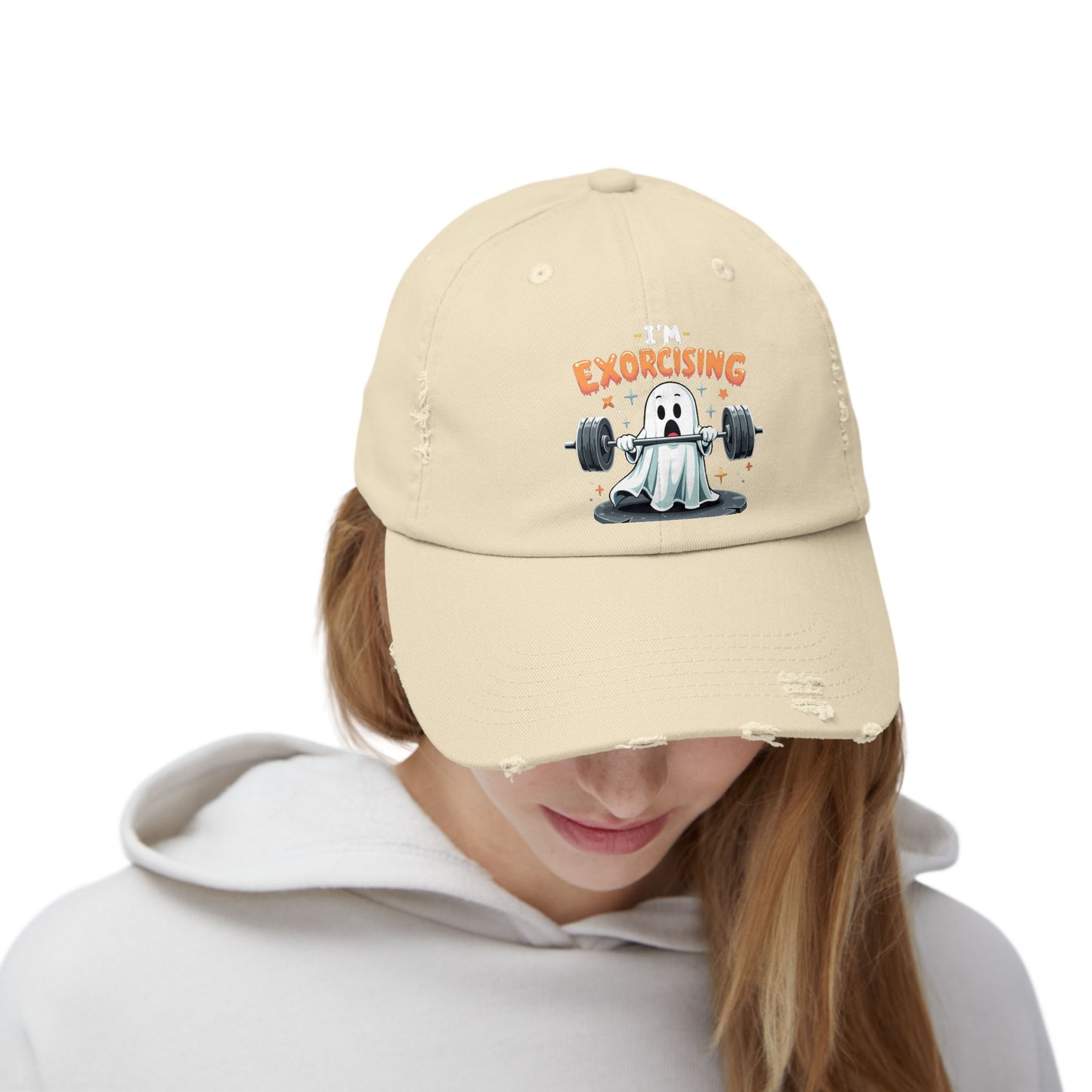 I'm Exorcising Ghost Lifting Weights Halloween Humor Cap