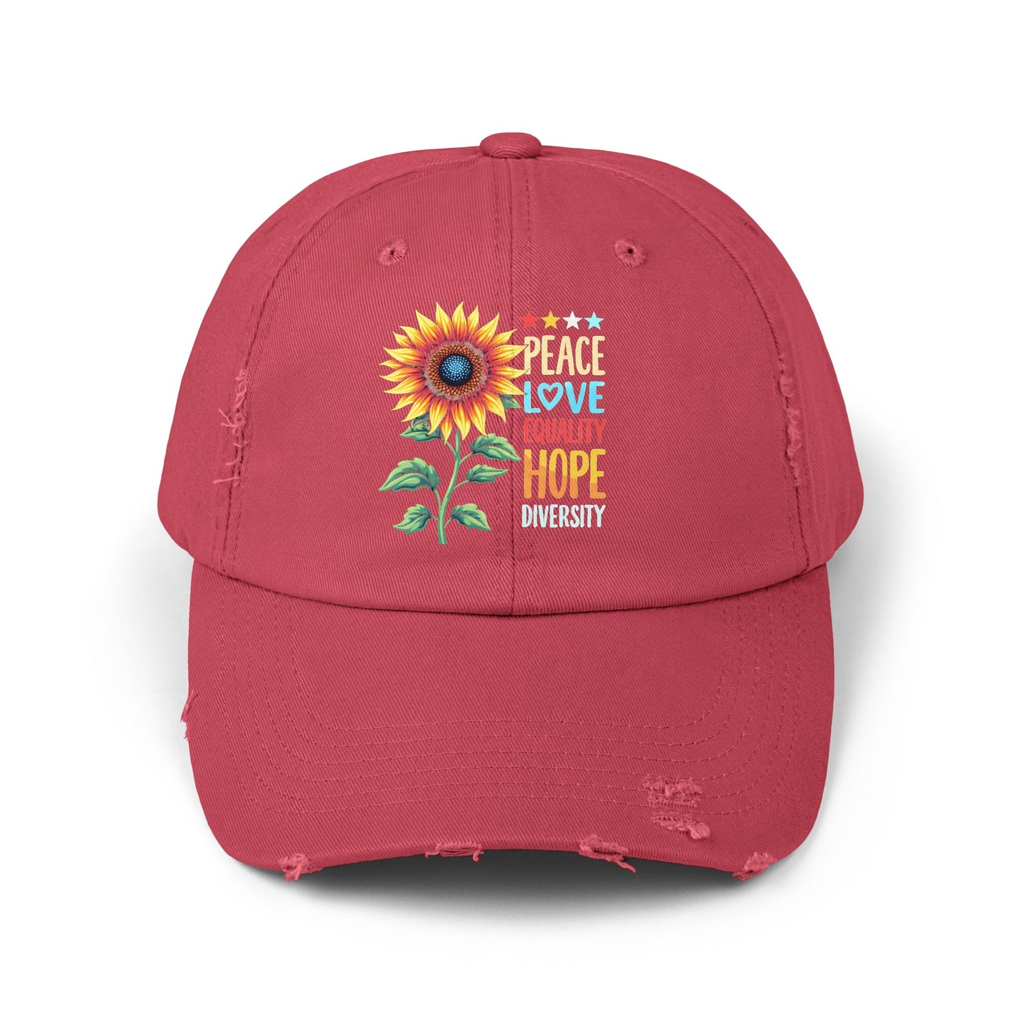 Peace Love Equality Hope Diversity Sunflower Cap