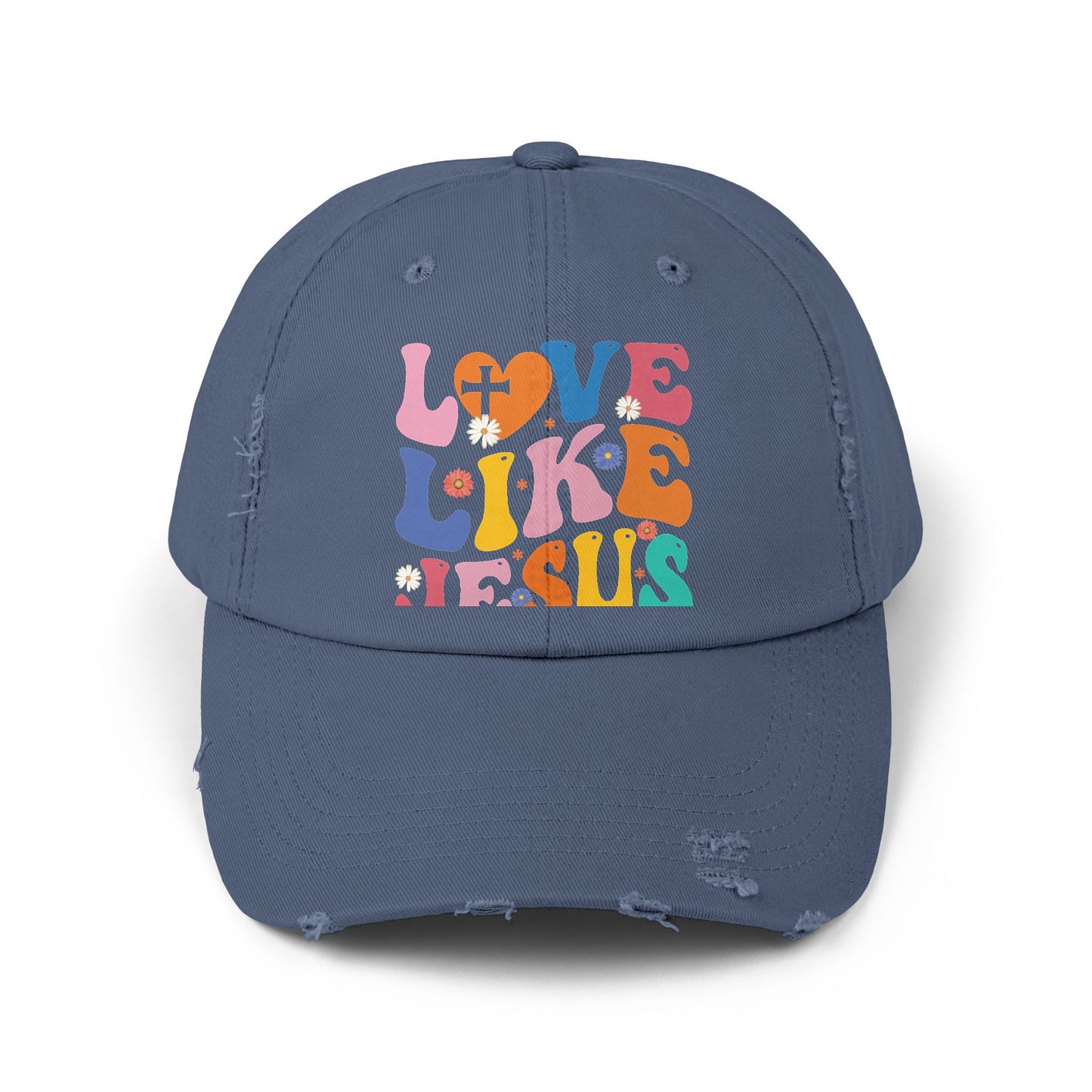 Love Like Jesus Inspirational Message with Cross and Flowers Cap