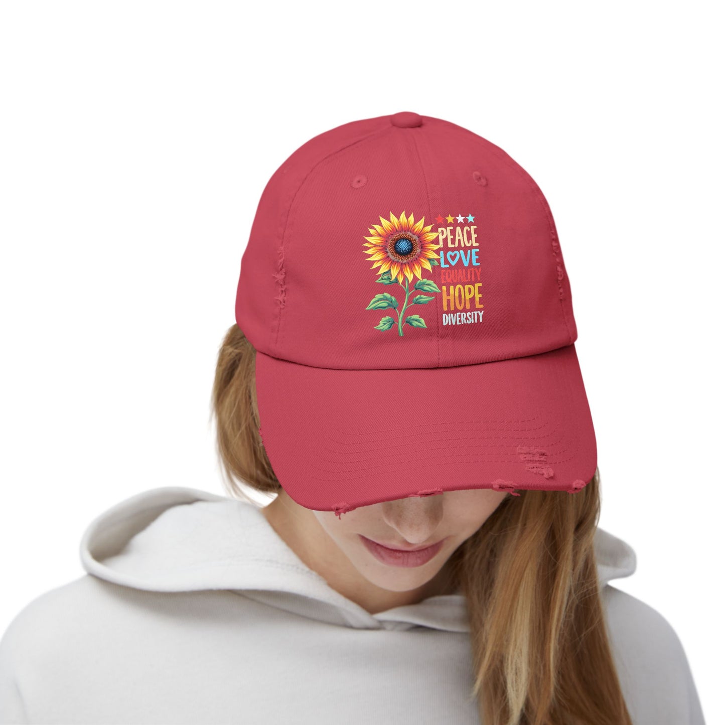 Peace Love Equality Hope Diversity Sunflower Cap