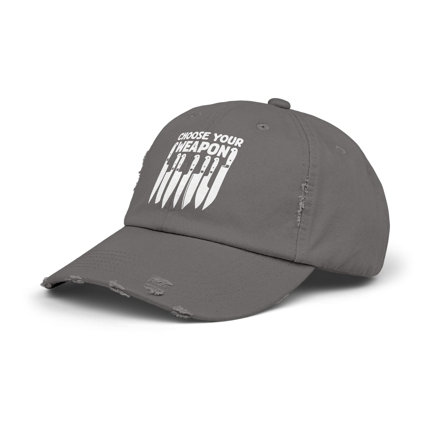 Choose Your Weapon Chef Knife Humor Cap