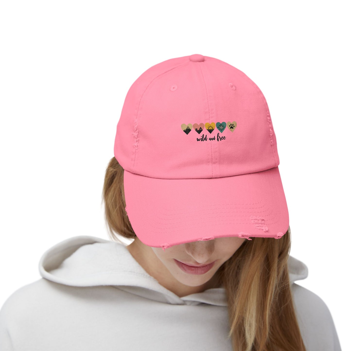 Wild And Free Heart Icons for Nature Lovers and Adventurers Cap