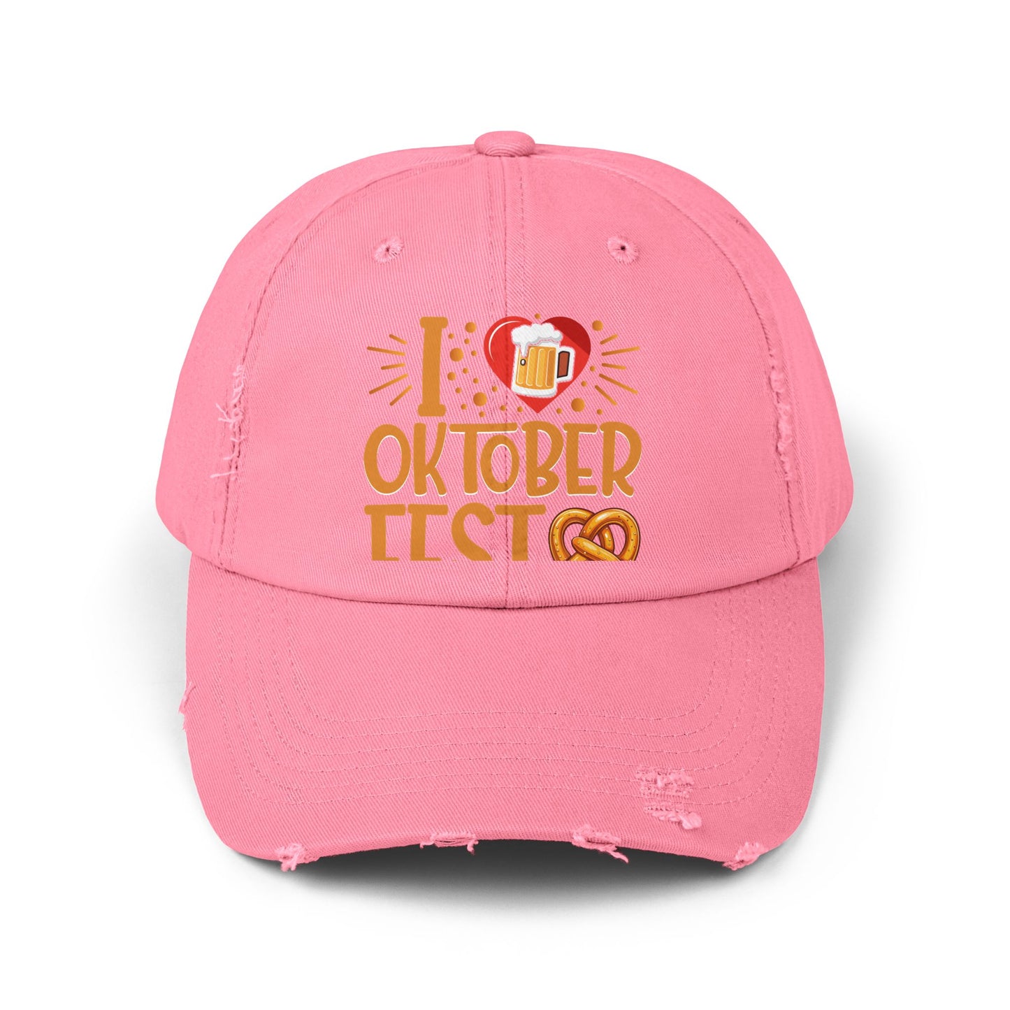 I Love Oktoberfest Beer Pretzel Heart Design Cap