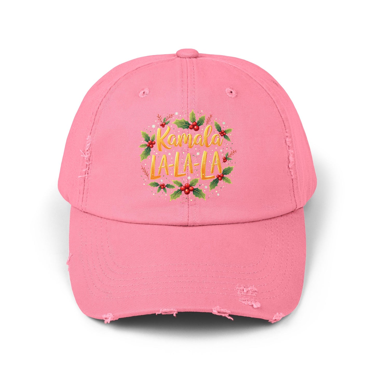 Kamala La-La-La Festive Holiday Cheer with Holly Berries and Snowflakes Cap