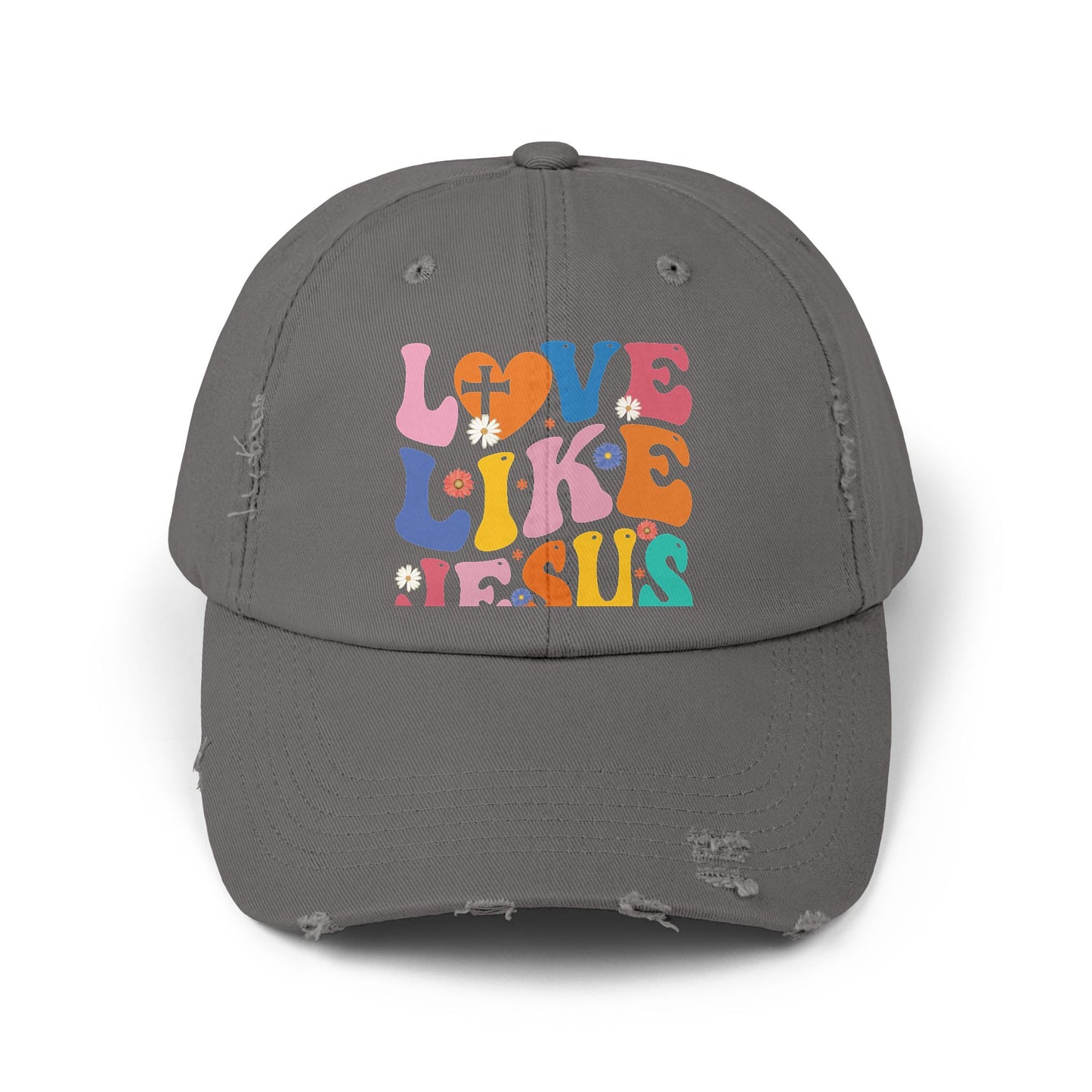 Love Like Jesus Inspirational Message with Cross and Flowers Cap