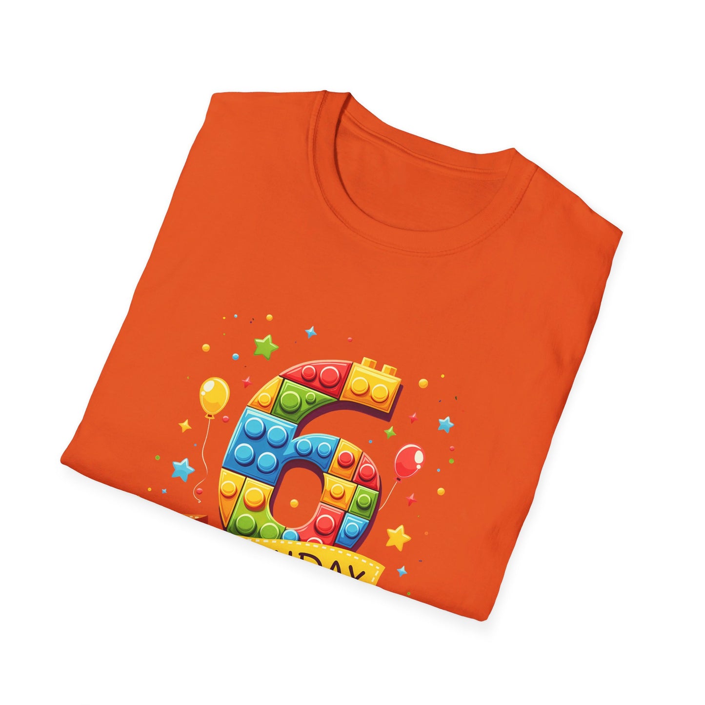 6th Birthday Boy Colorful Block Party T-Shirt