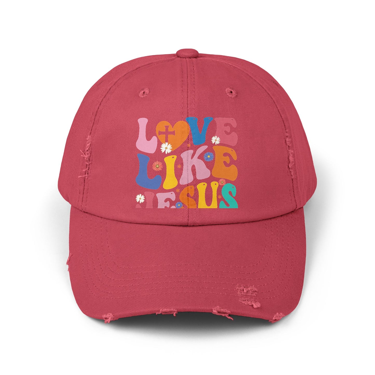 Love Like Jesus Inspirational Message with Cross and Flowers Cap