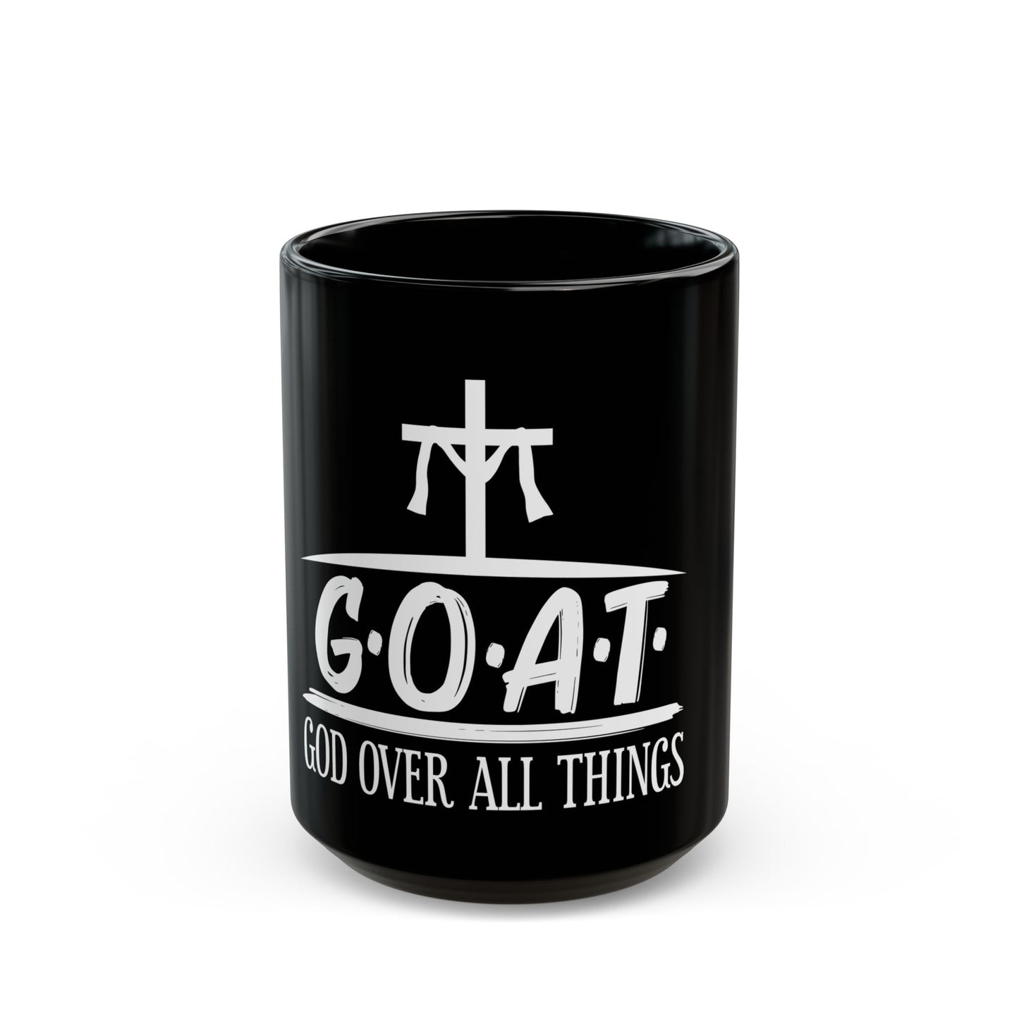 God Over All Things Faithful Expression with Cross Symbol Ceramic Mug