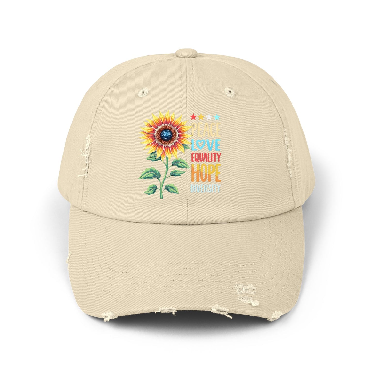 Peace Love Equality Hope Diversity Sunflower Cap
