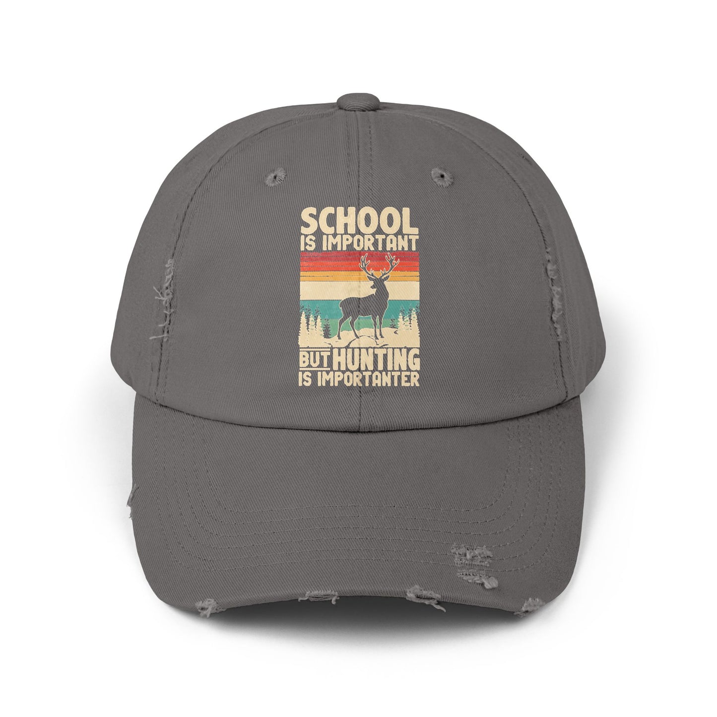 School Is Important But Hunting Is Importanter Deer Silhouette Cap