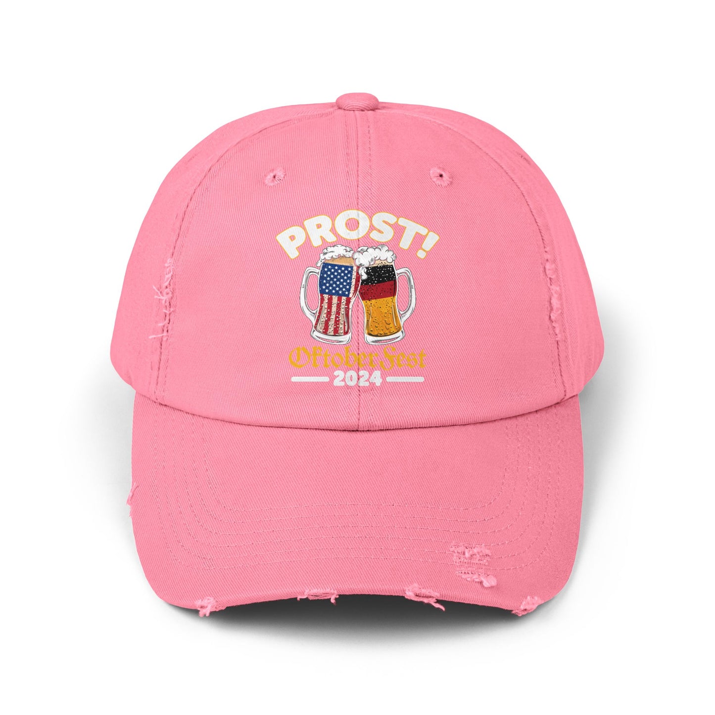 Prost Oktoberfest 2024 Cheers with American and German Flags Beer Mugs Cap