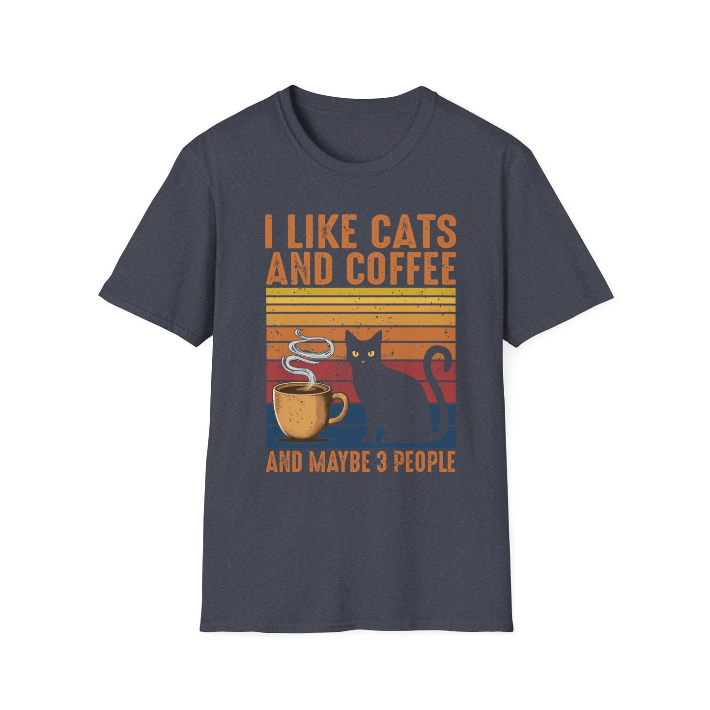 I Like Cats And Coffee And Maybe 3 People - Retro Cat Lover Coffee Enthusiast T-Shirt