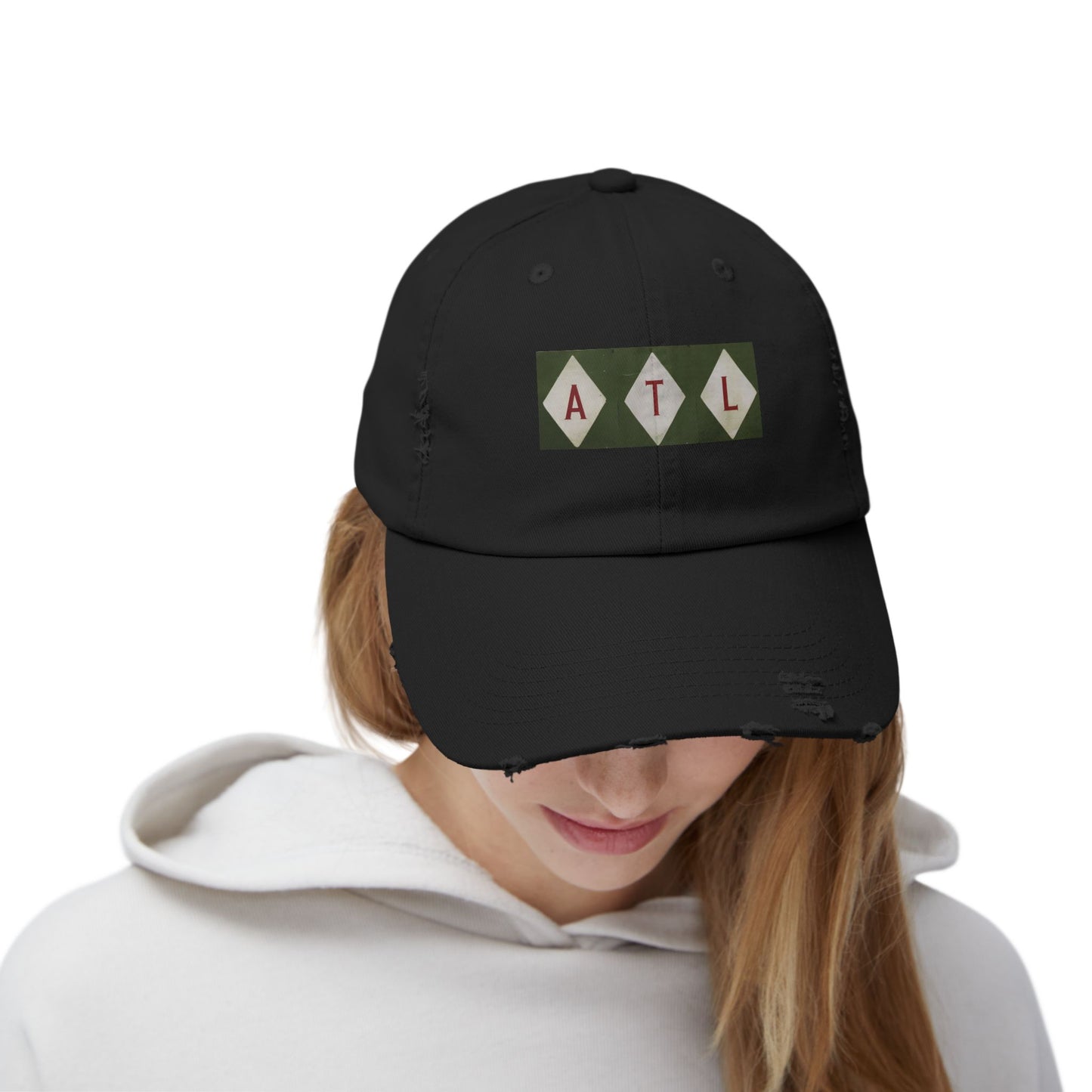 ATL Bold Lettering in Diamond Pattern Cap