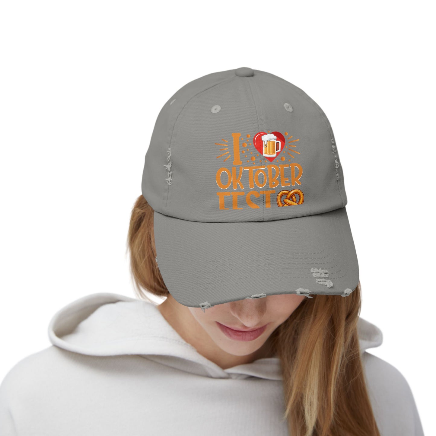 I Love Oktoberfest Beer Pretzel Heart Design Cap