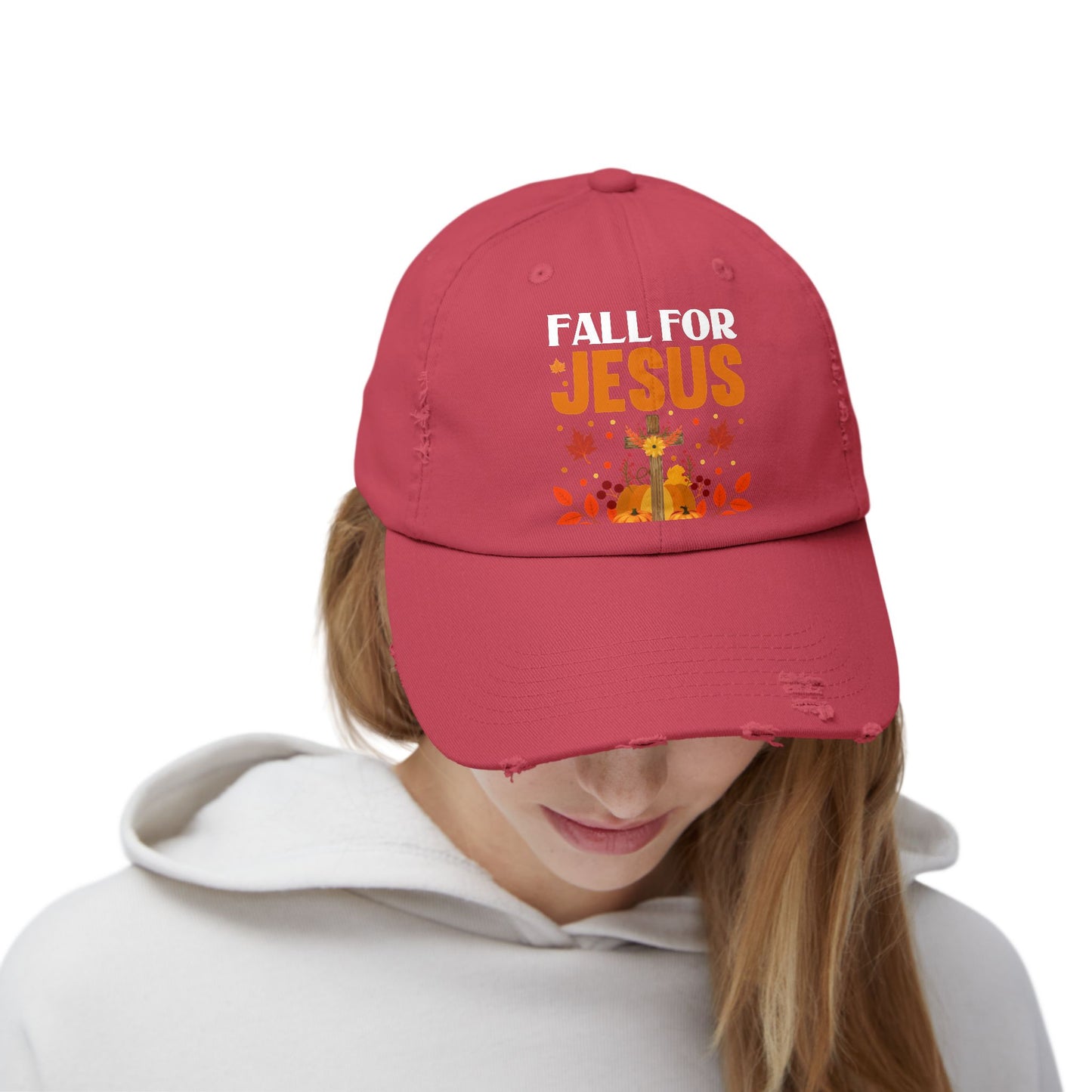 Fall For Jesus He Never Leaves Autumn Faith Cap