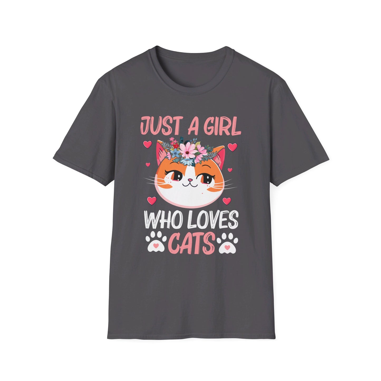 Just A Girl Who Loves Cats Floral Cat Lover T-Shirt