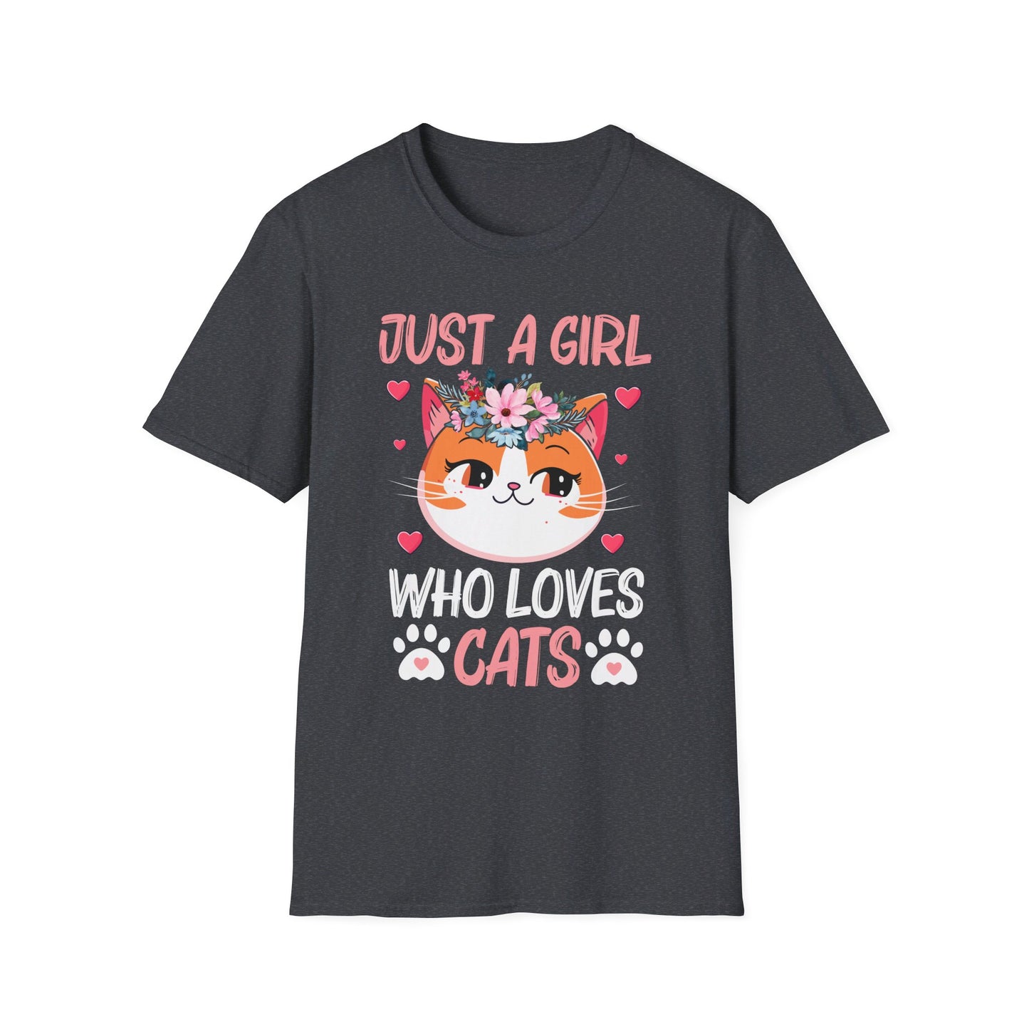 Just A Girl Who Loves Cats Floral Cat Lover T-Shirt