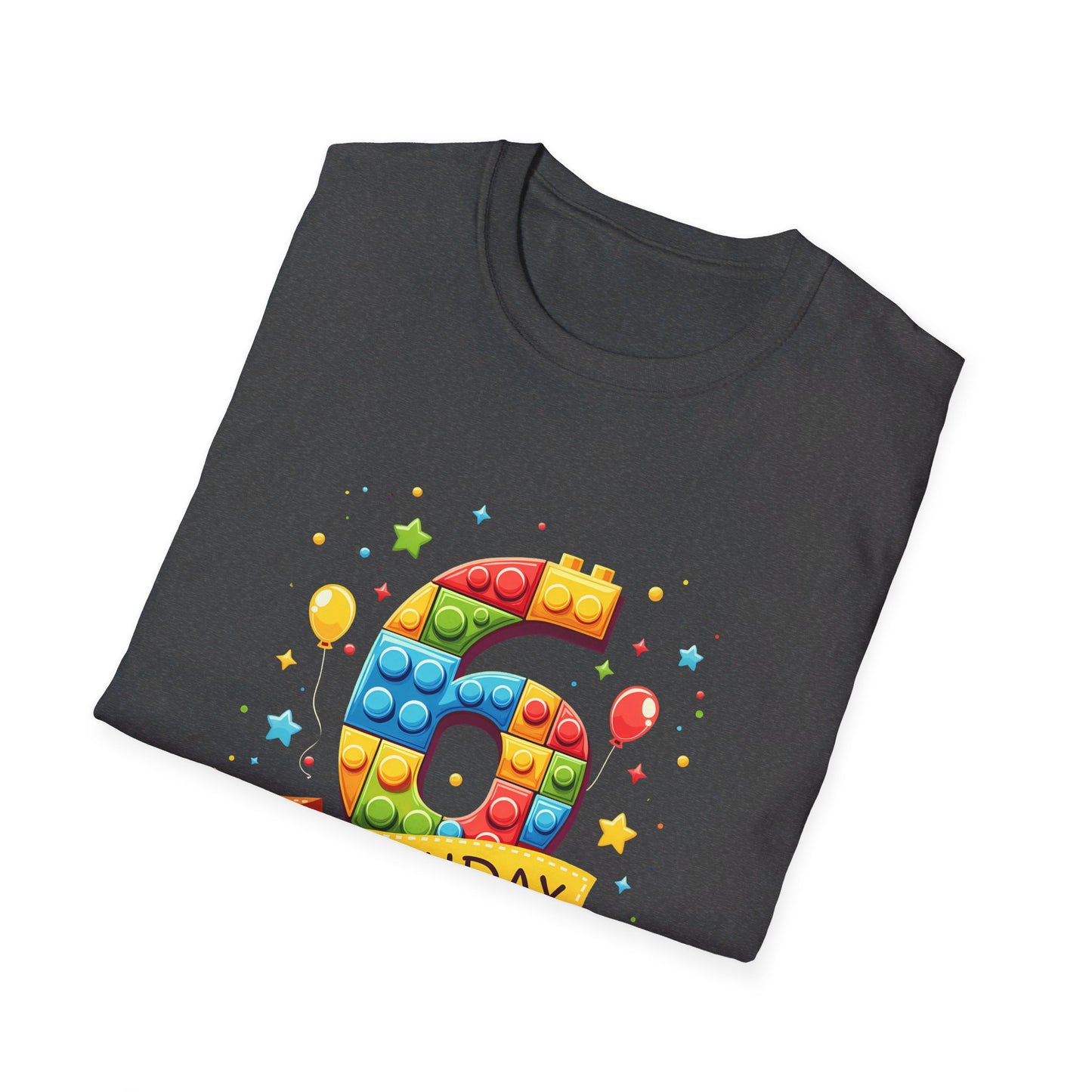 6th Birthday Boy Colorful Block Party T-Shirt