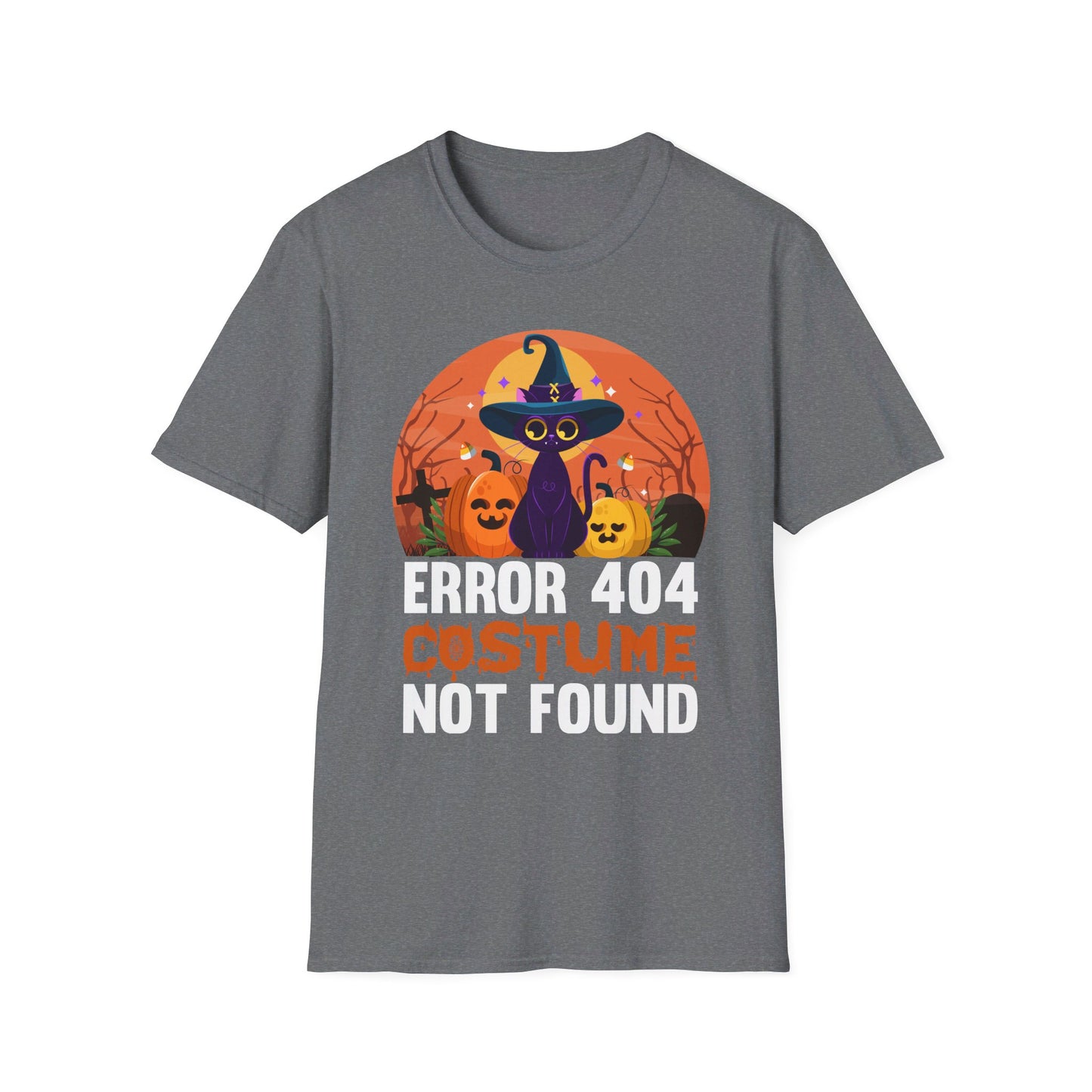 Error 404 Costume Not Found Funny Halloween Witch Cat Pumpkin T-Shirt