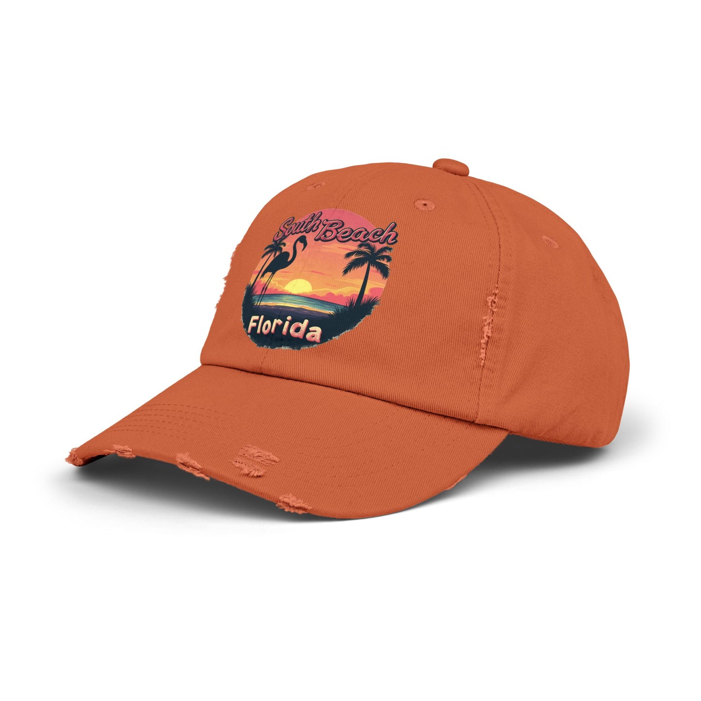 South Beach Florida Flamingo Sunset Artwork Cap