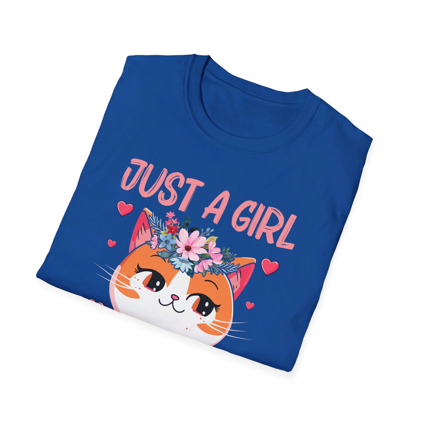Just A Girl Who Loves Cats Floral Cat Lover T-Shirt
