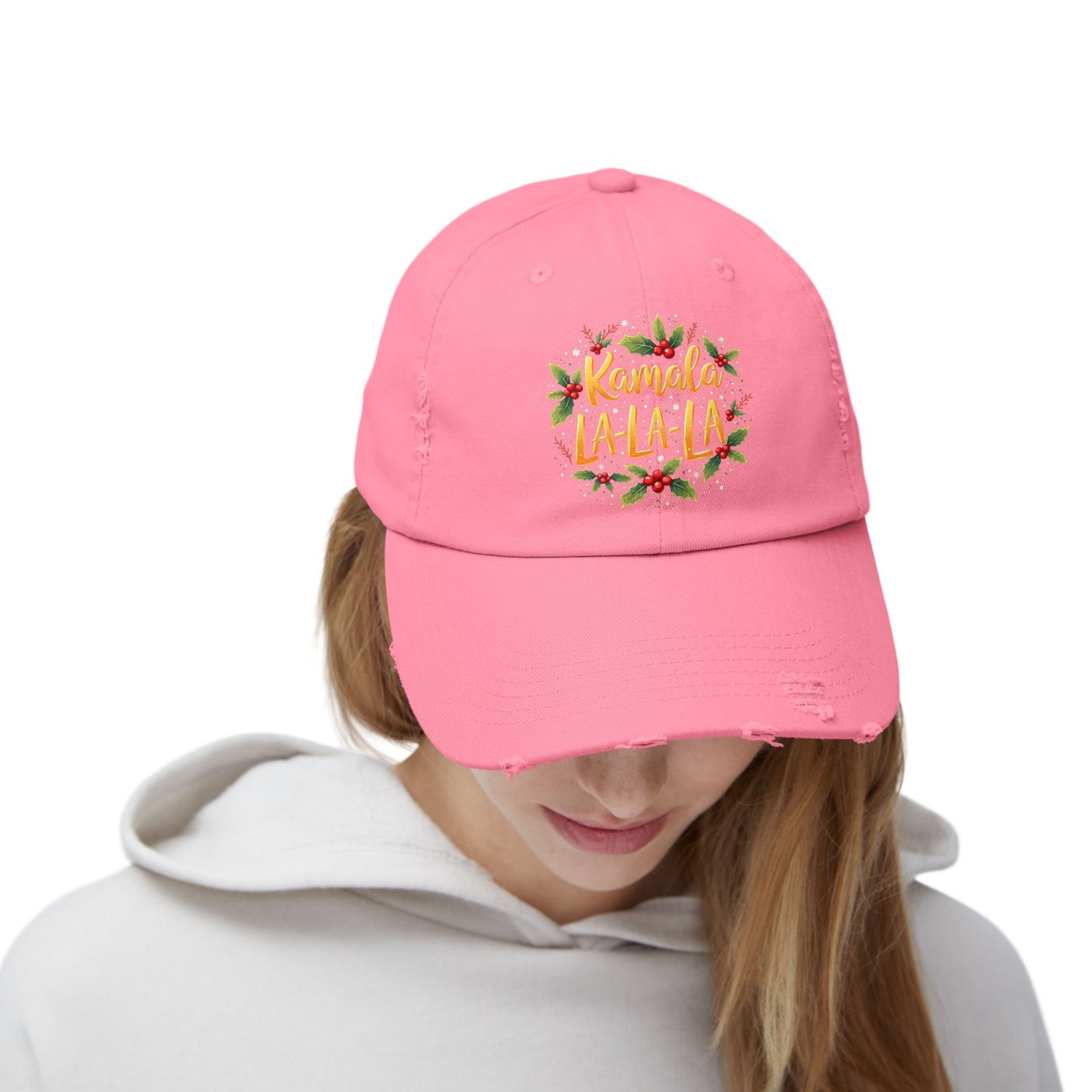 Kamala La-La-La Festive Holiday Cheer with Holly Berries and Snowflakes Cap