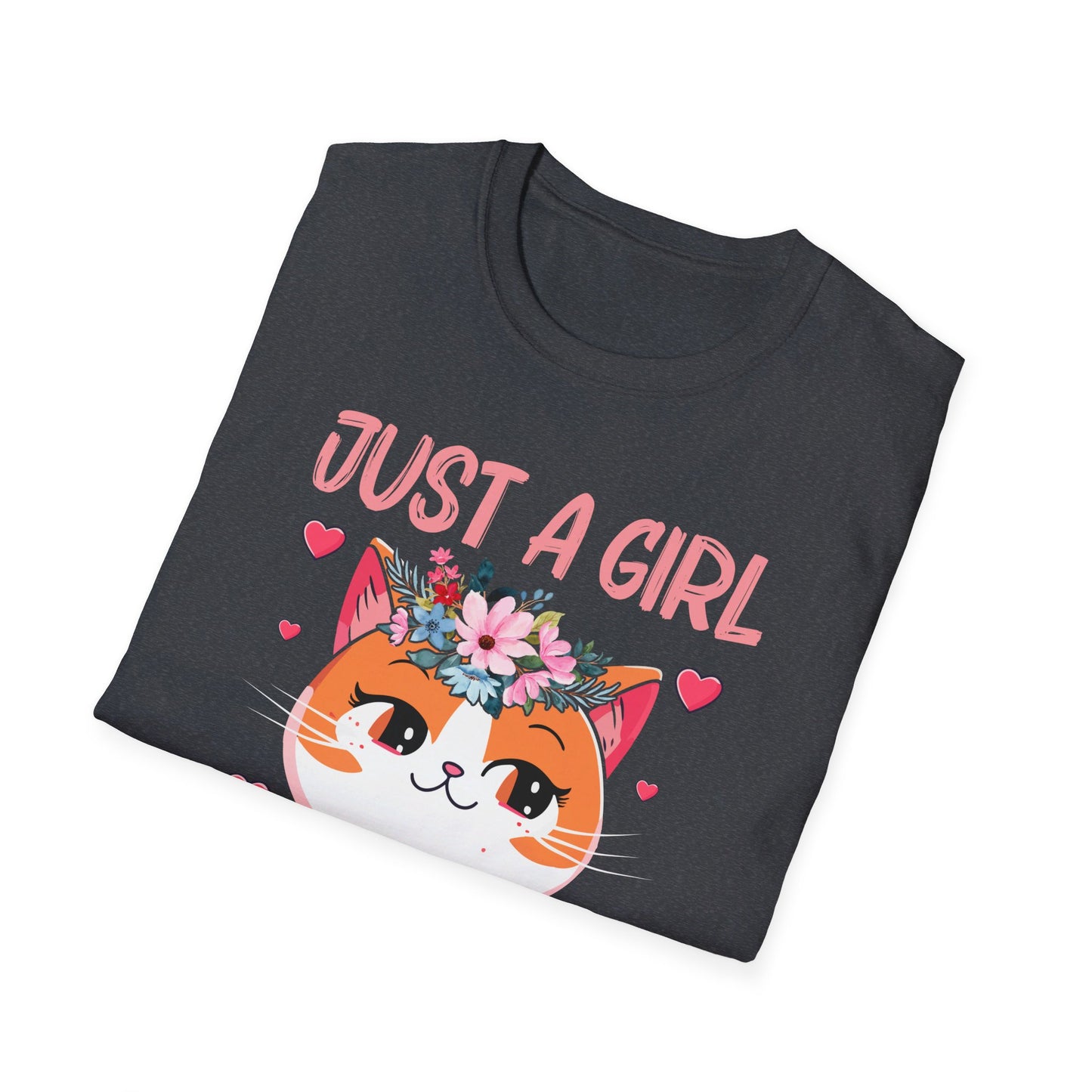 Just A Girl Who Loves Cats Floral Cat Lover T-Shirt