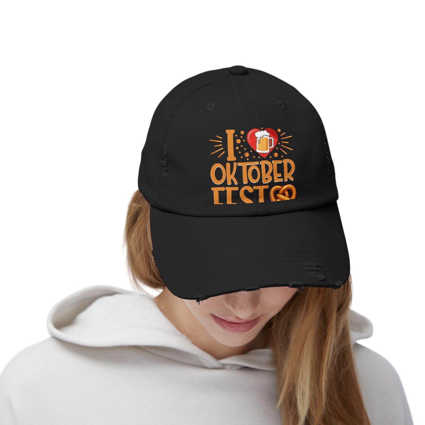I Love Oktoberfest Beer Pretzel Heart Design Cap