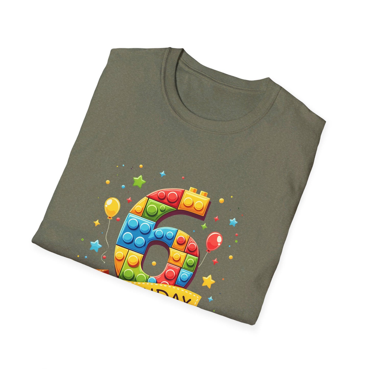 6th Birthday Boy Colorful Block Party T-Shirt