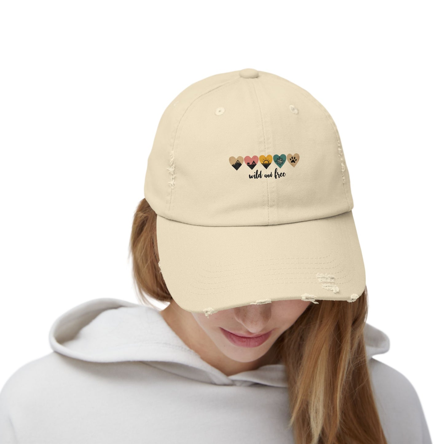 Wild And Free Heart Icons for Nature Lovers and Adventurers Cap