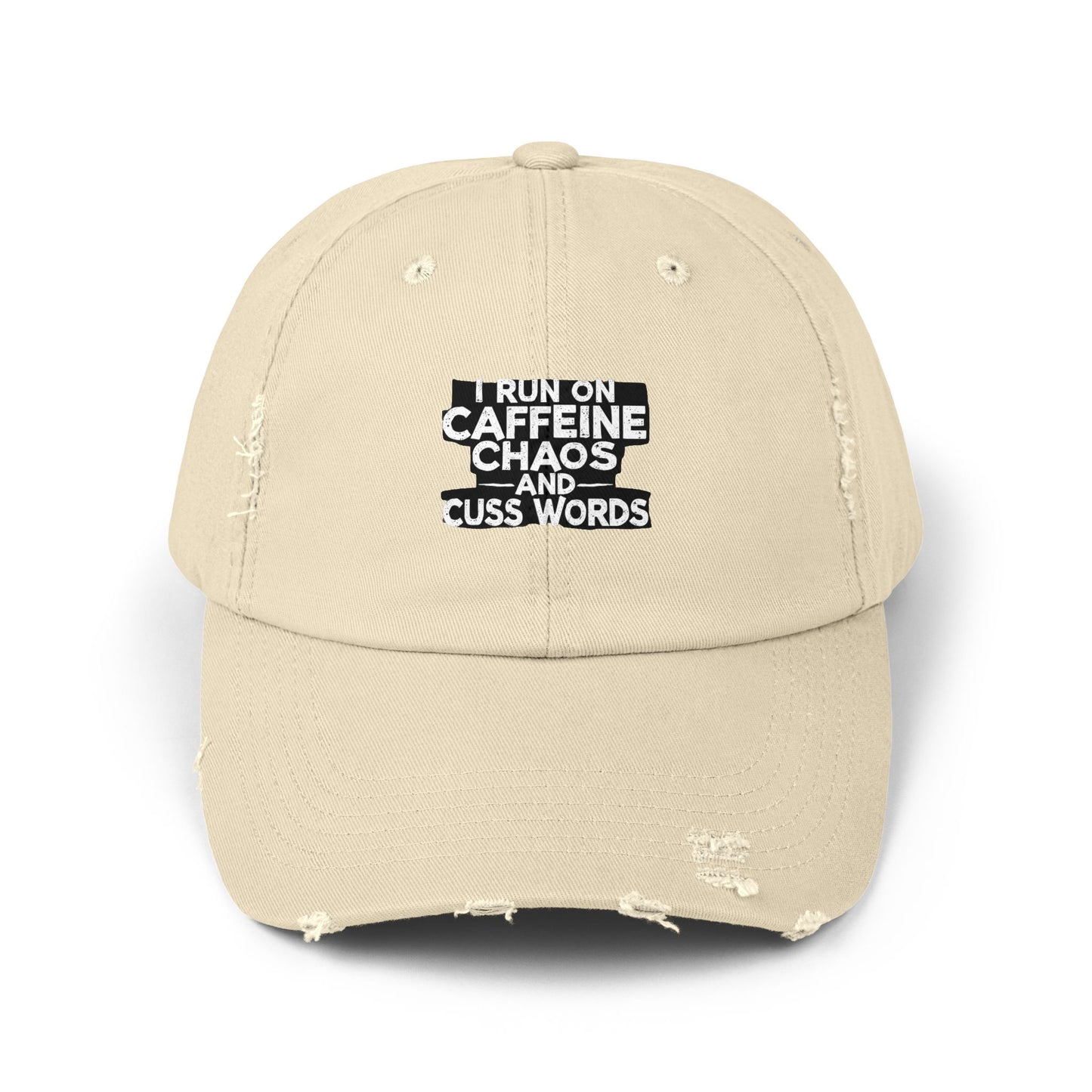 I Run On Caffeine Chaos And Cuss Words Humor Tee Cap