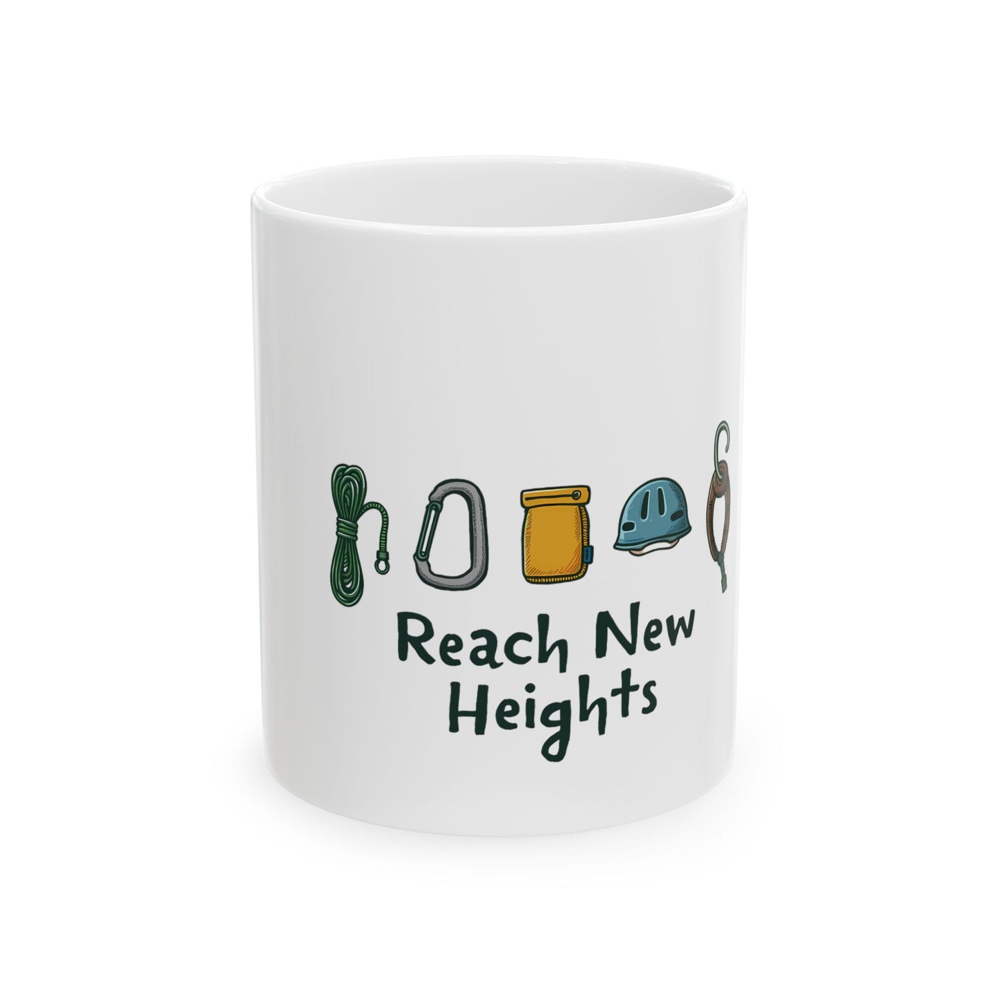 Reach New Heights Adventure Gear Enthusiast Design Ceramic Mug