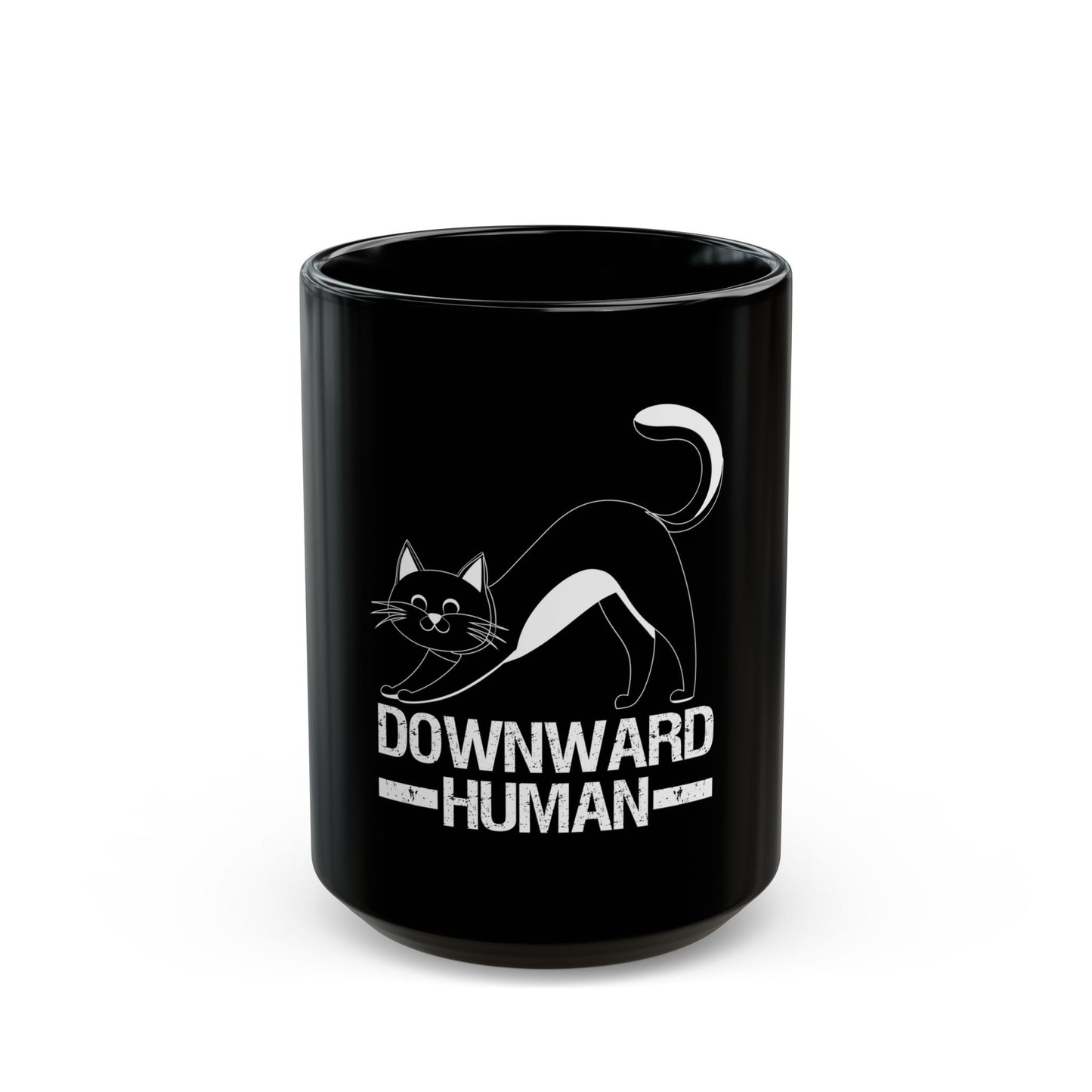 Downward Human Yoga Cat Pose Illustration for Cat Lovers and Yoga Enthusiasts Ceramic Mug