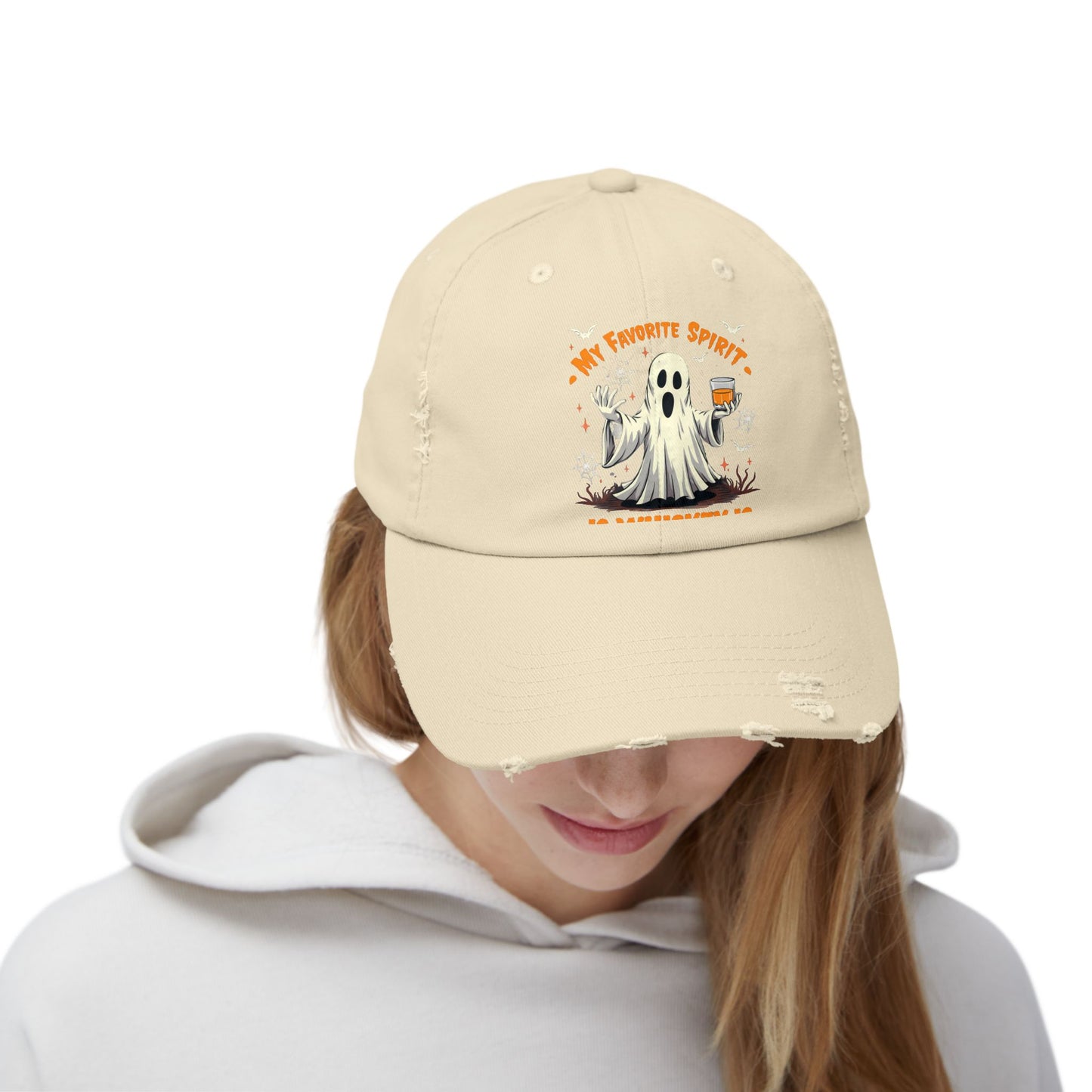 My Favorite Spirit Is Whiskey Ghost Fun Halloween Design Cap