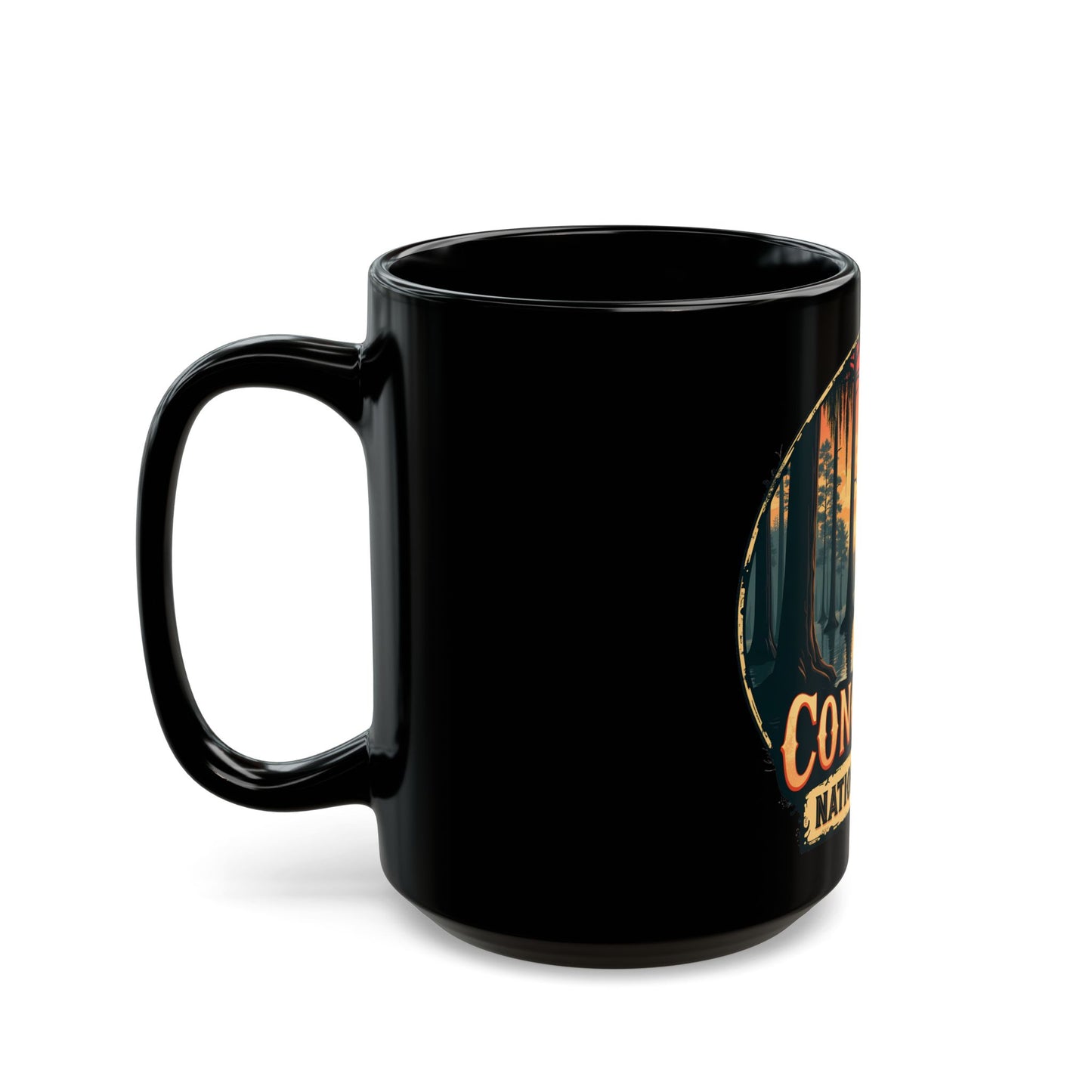 Congaree National Park Sunset Scene with Trees and River Ceramic Mug