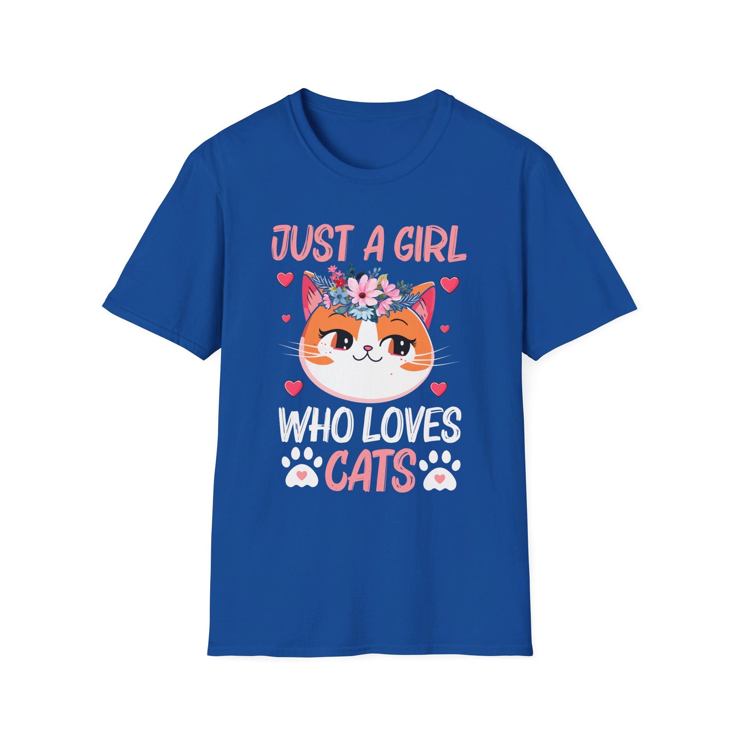 Just A Girl Who Loves Cats Floral Cat Lover T-Shirt