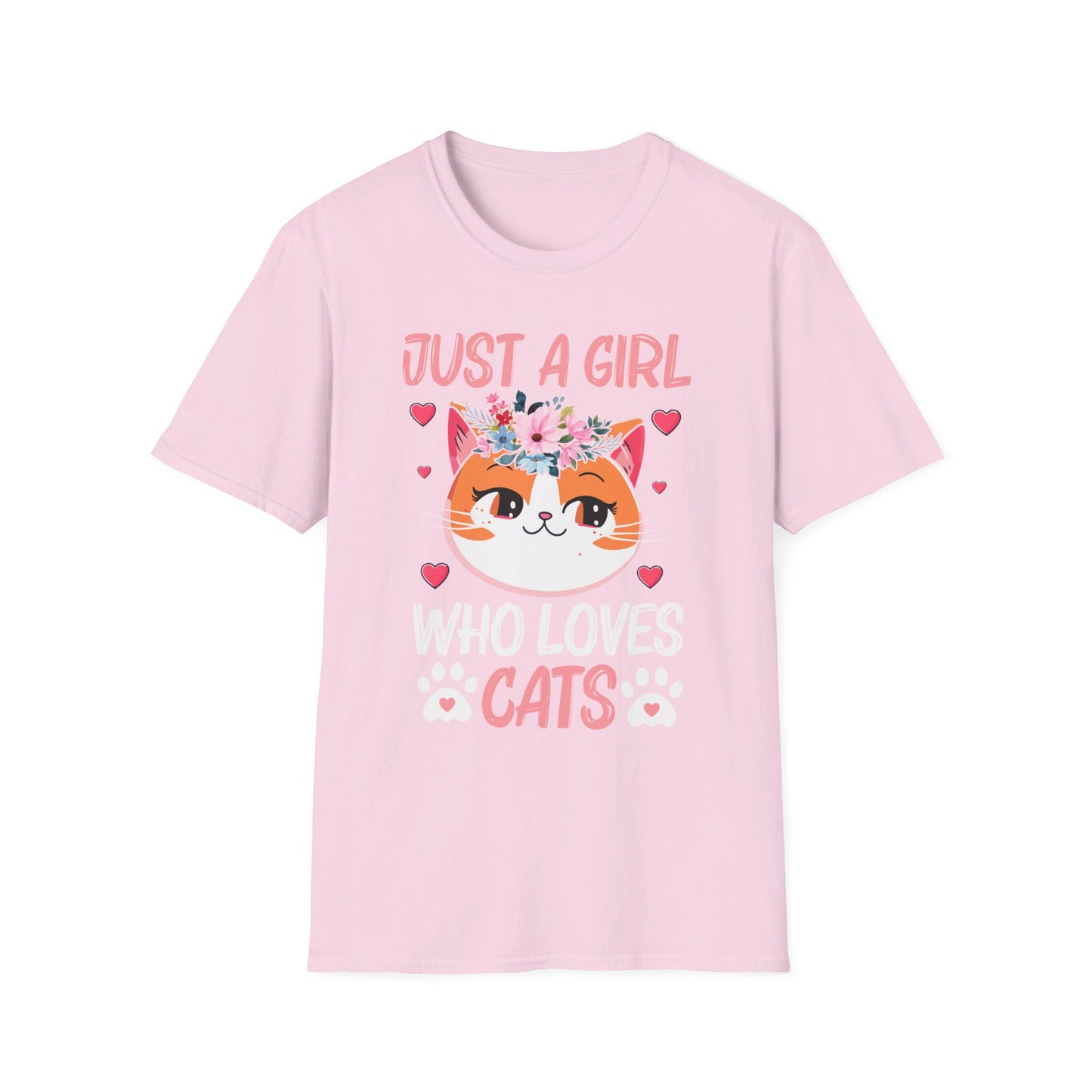 Just A Girl Who Loves Cats Floral Cat Lover T-Shirt